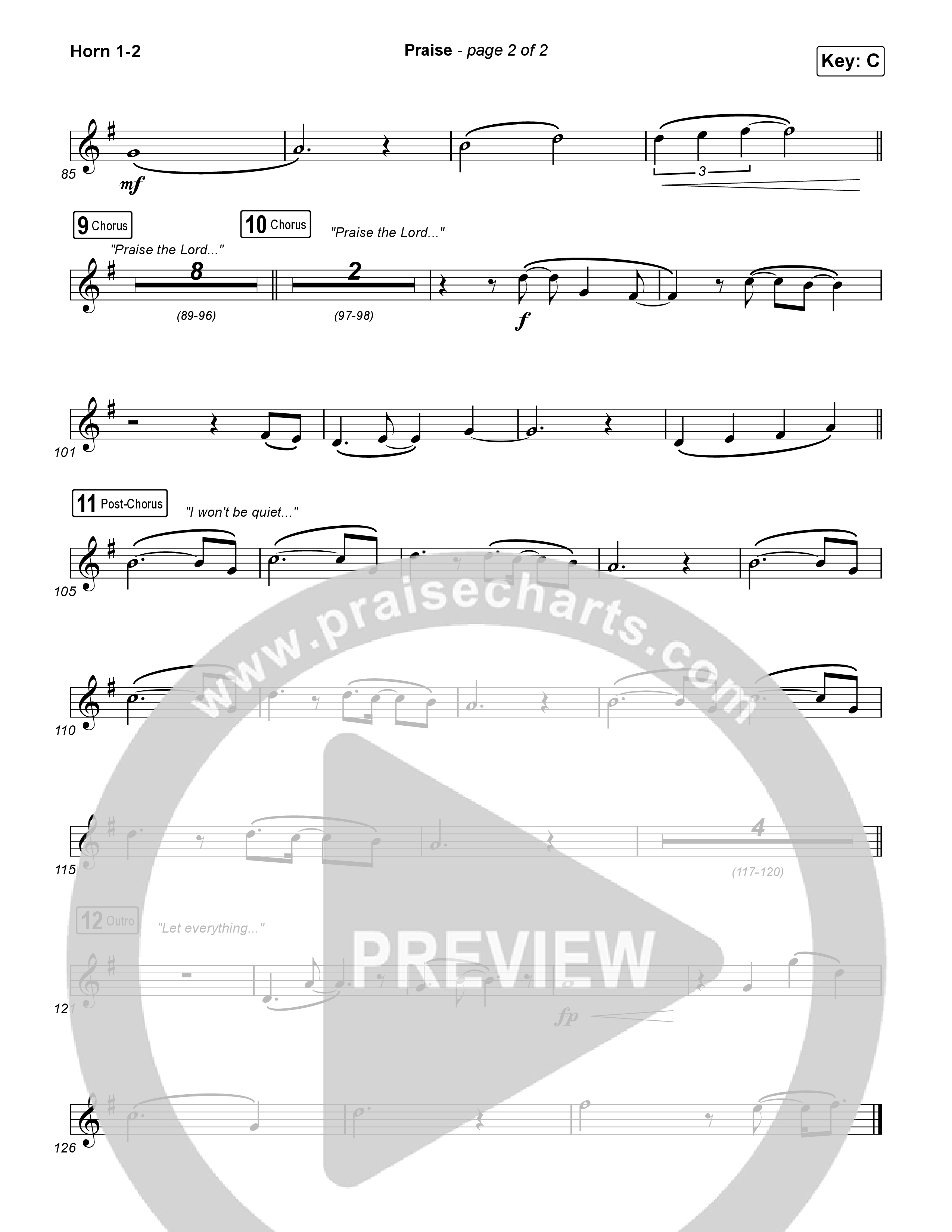 Praise (Choral/SATB) French Horn 1,2 (Brooke Voland / Arr. Travis Cottrell / Orch. Mason Brown)