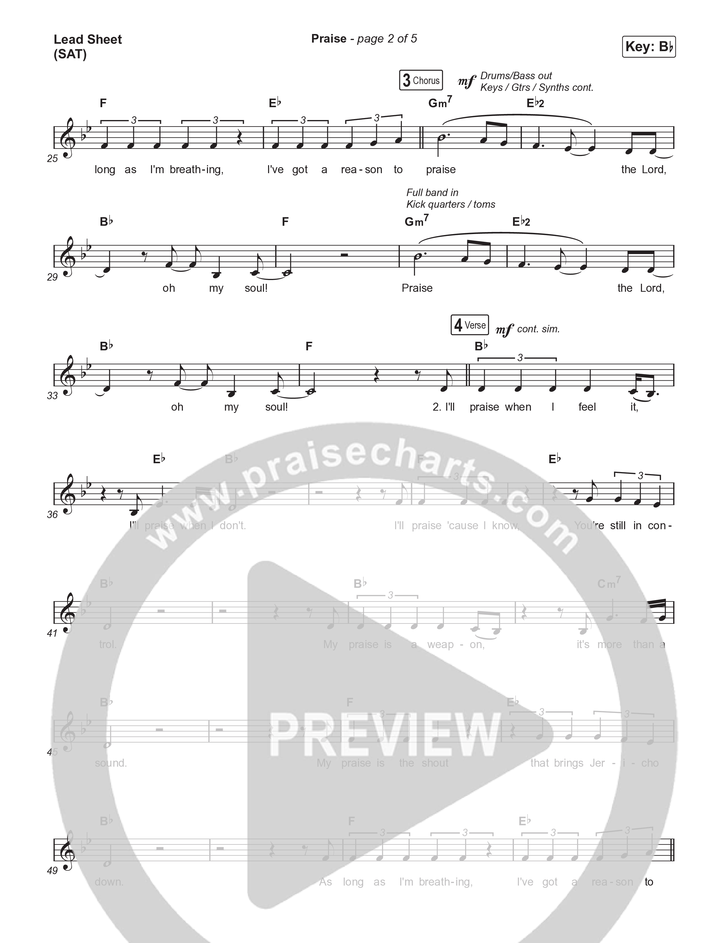 Praise (Choral/SATB) Lead Sheet (SAT) (Brooke Voland / Arr. Travis Cottrell / Orch. Mason Brown)