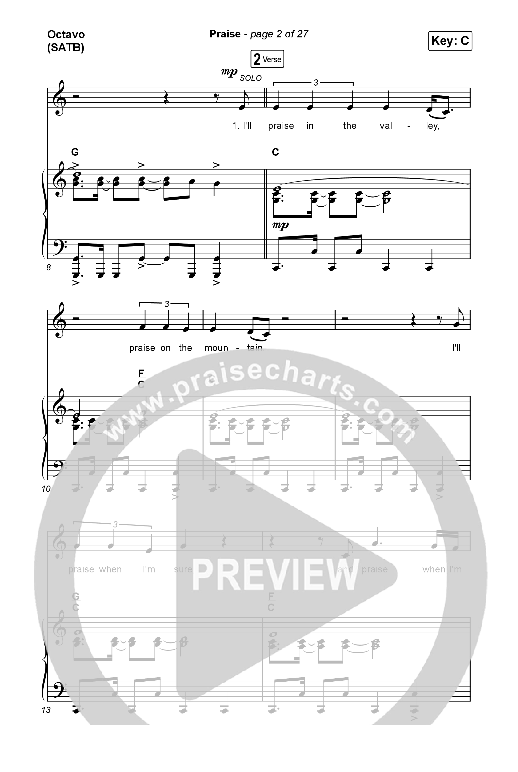 Praise (Choral/SATB) Octavo (SATB & Pno) (Brooke Voland / Arr. Travis Cottrell / Orch. Mason Brown)