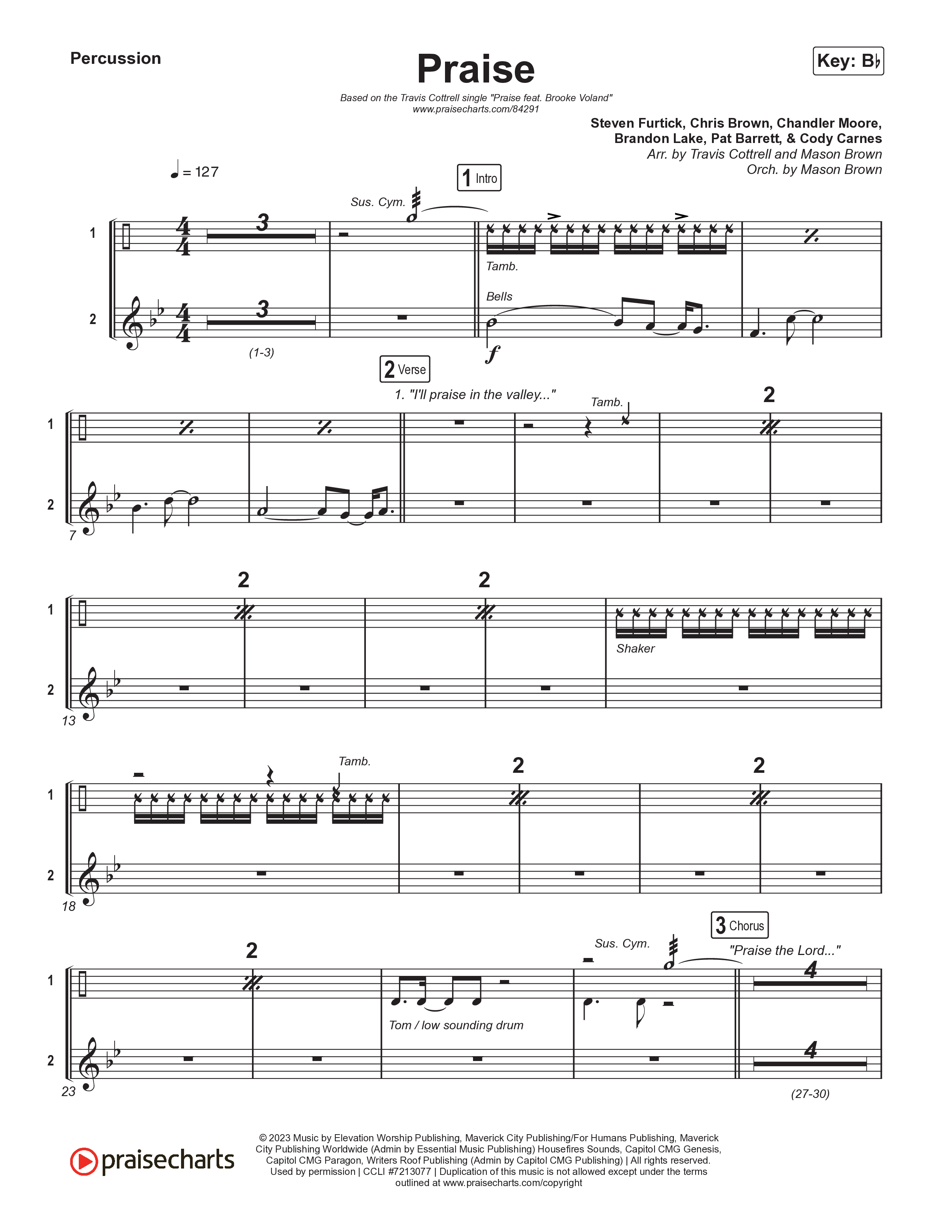 Praise (Choral/SATB) Percussion (Brooke Voland / Arr. Travis Cottrell / Orch. Mason Brown)