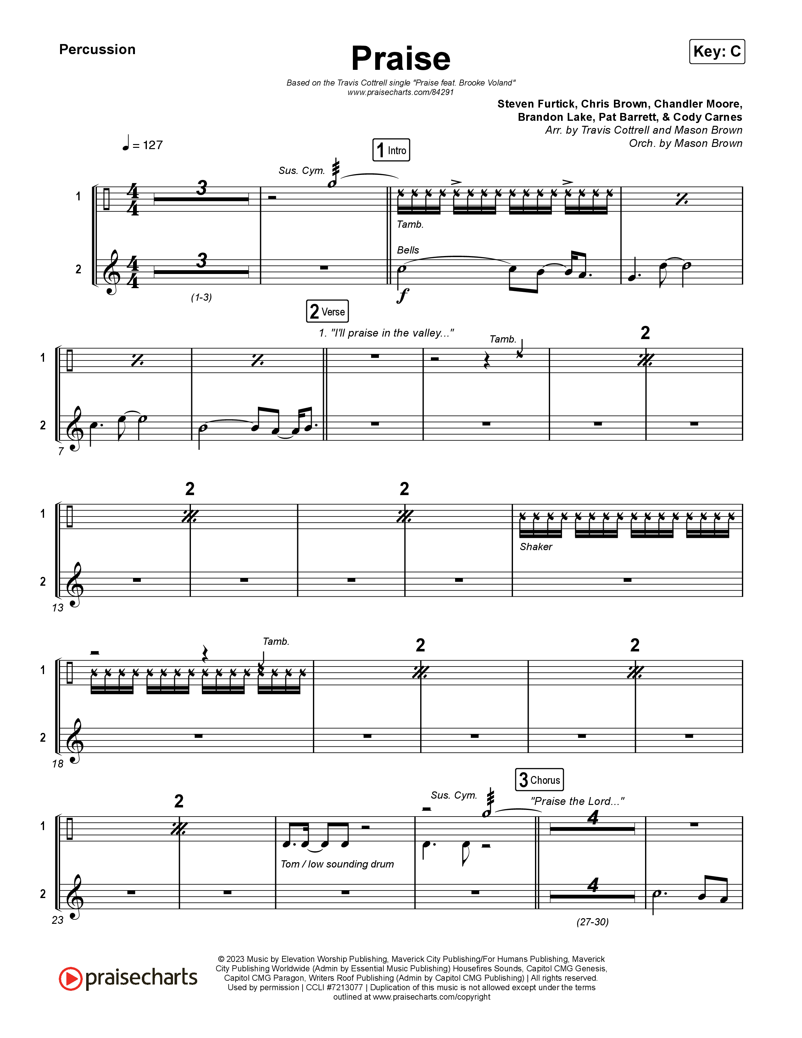 Praise (Choral/SATB) Percussion (Brooke Voland / Arr. Travis Cottrell / Orch. Mason Brown)