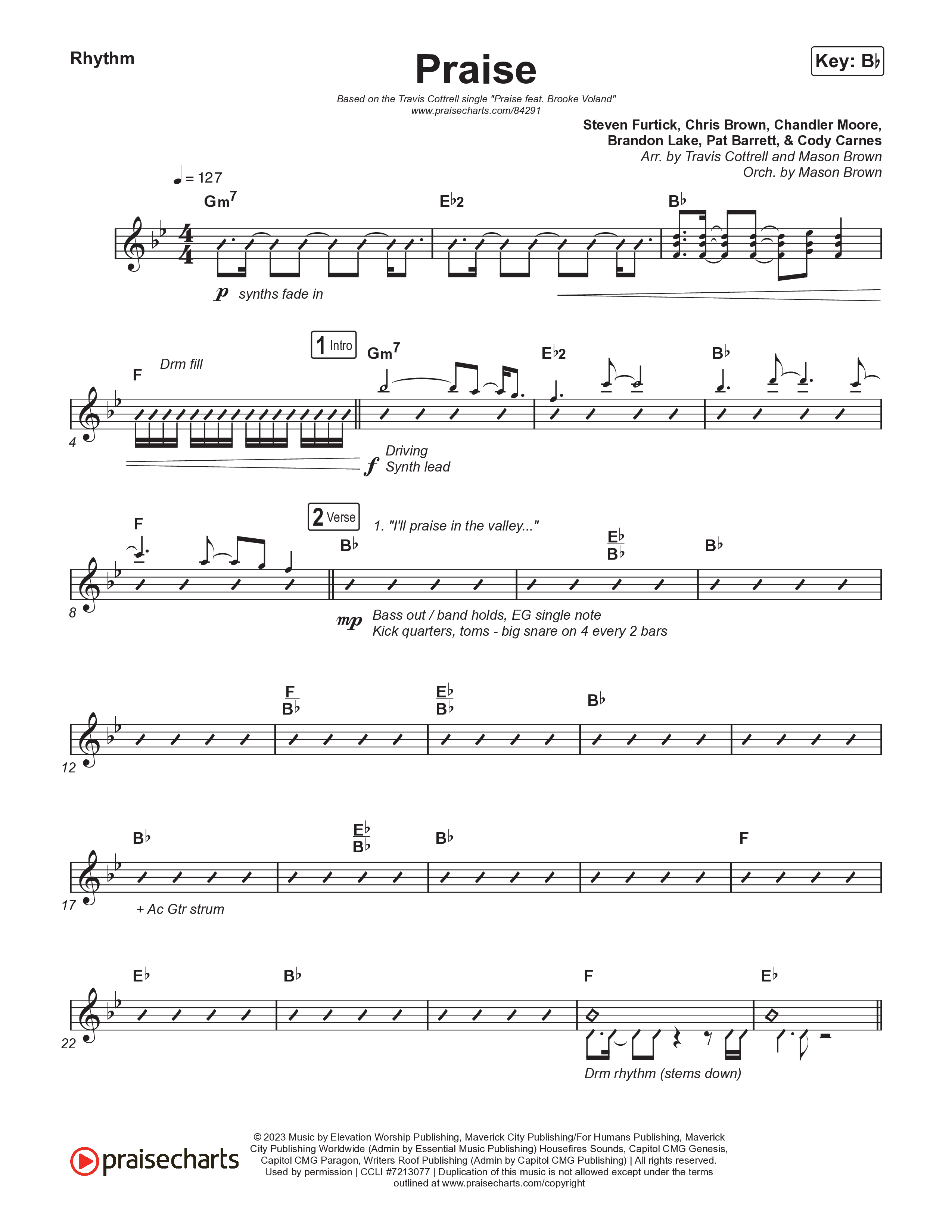 Praise (Choral/SATB) Rhythm Pack (Brooke Voland / Arr. Travis Cottrell / Orch. Mason Brown)