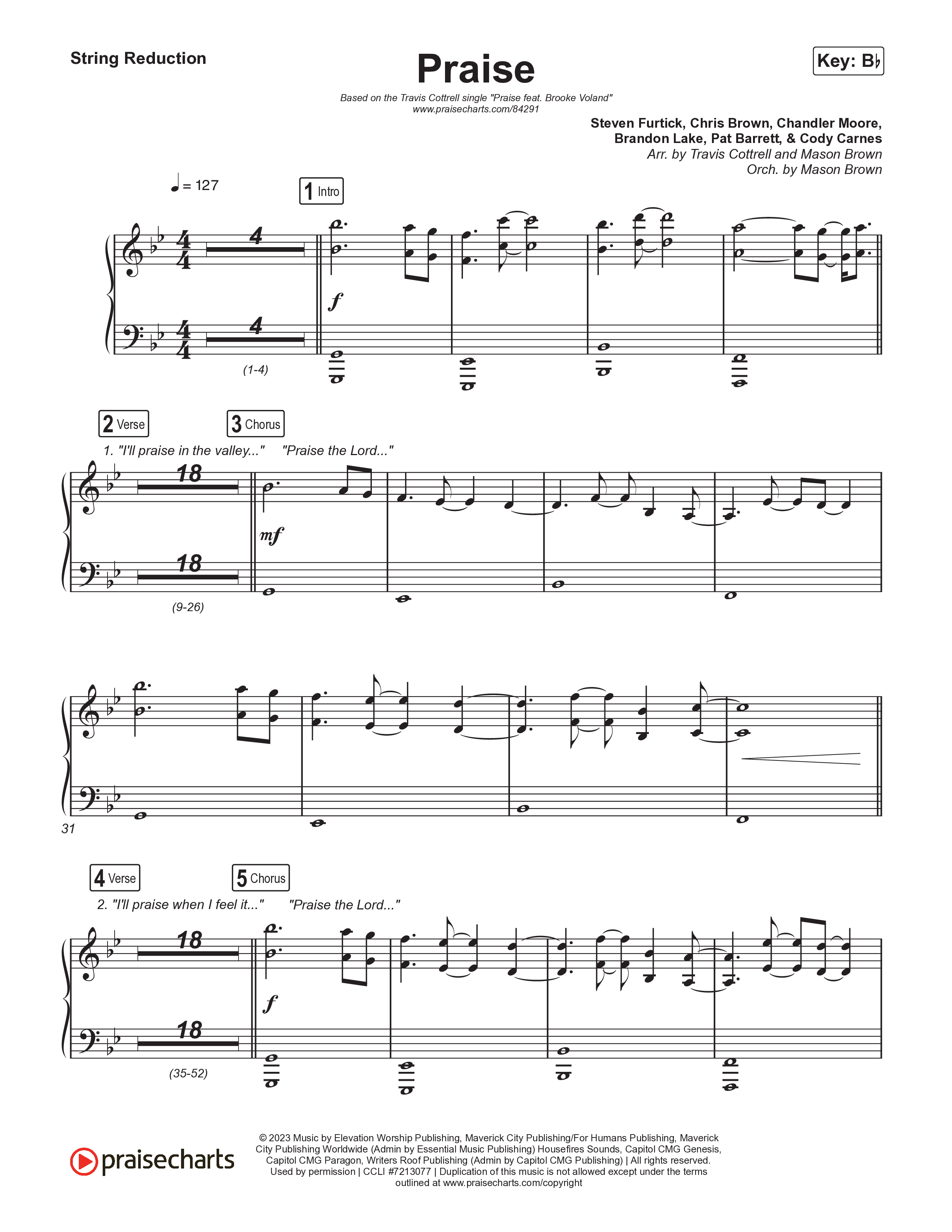 Praise (Choral/SATB) String Reduction (Brooke Voland / Arr. Travis Cottrell / Orch. Mason Brown)