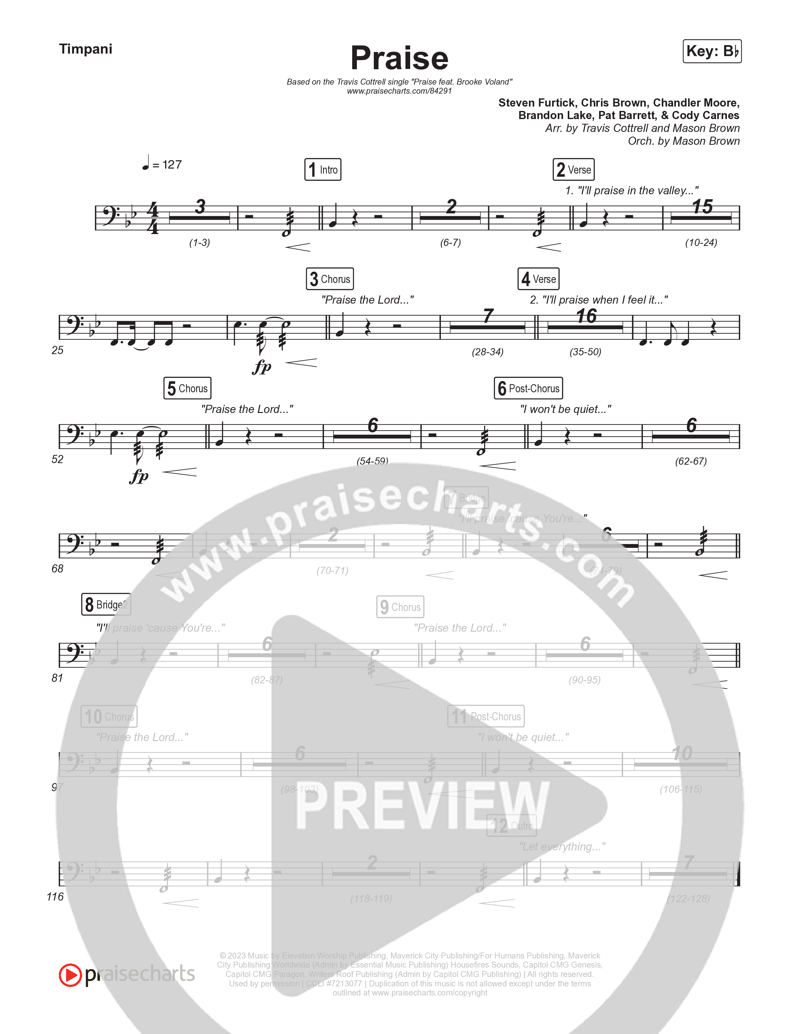 Praise (Choral/SATB) Timpani (Brooke Voland / Arr. Travis Cottrell / Orch. Mason Brown)