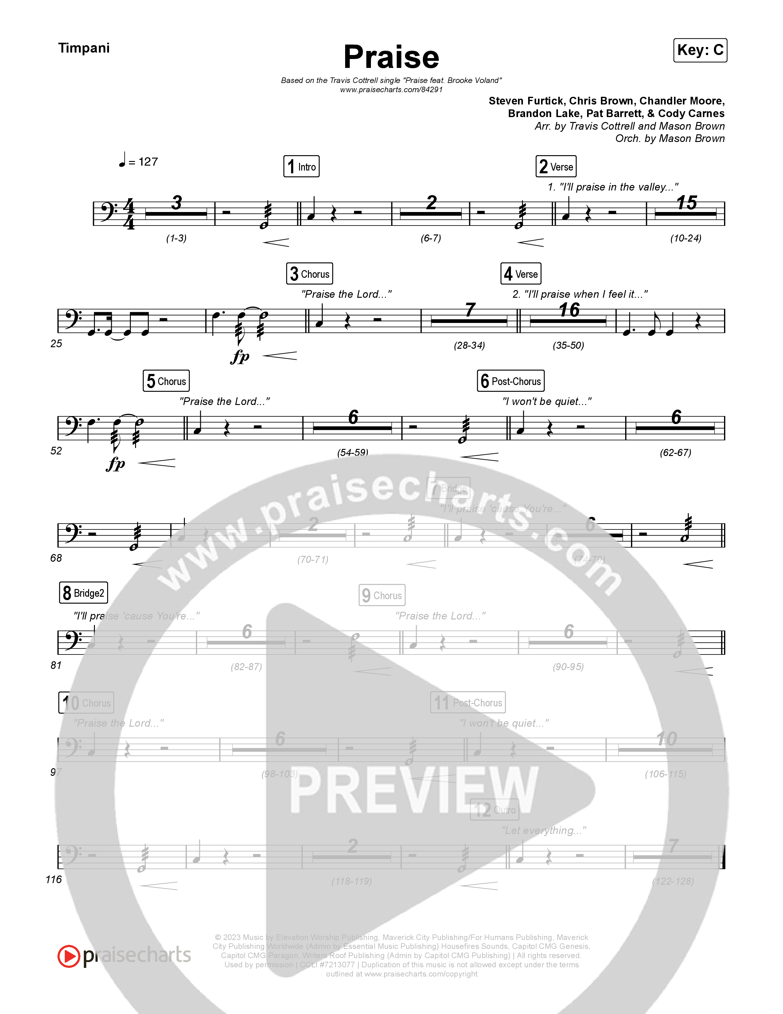 Praise (Choral/SATB) Timpani (Brooke Voland / Arr. Travis Cottrell / Orch. Mason Brown)