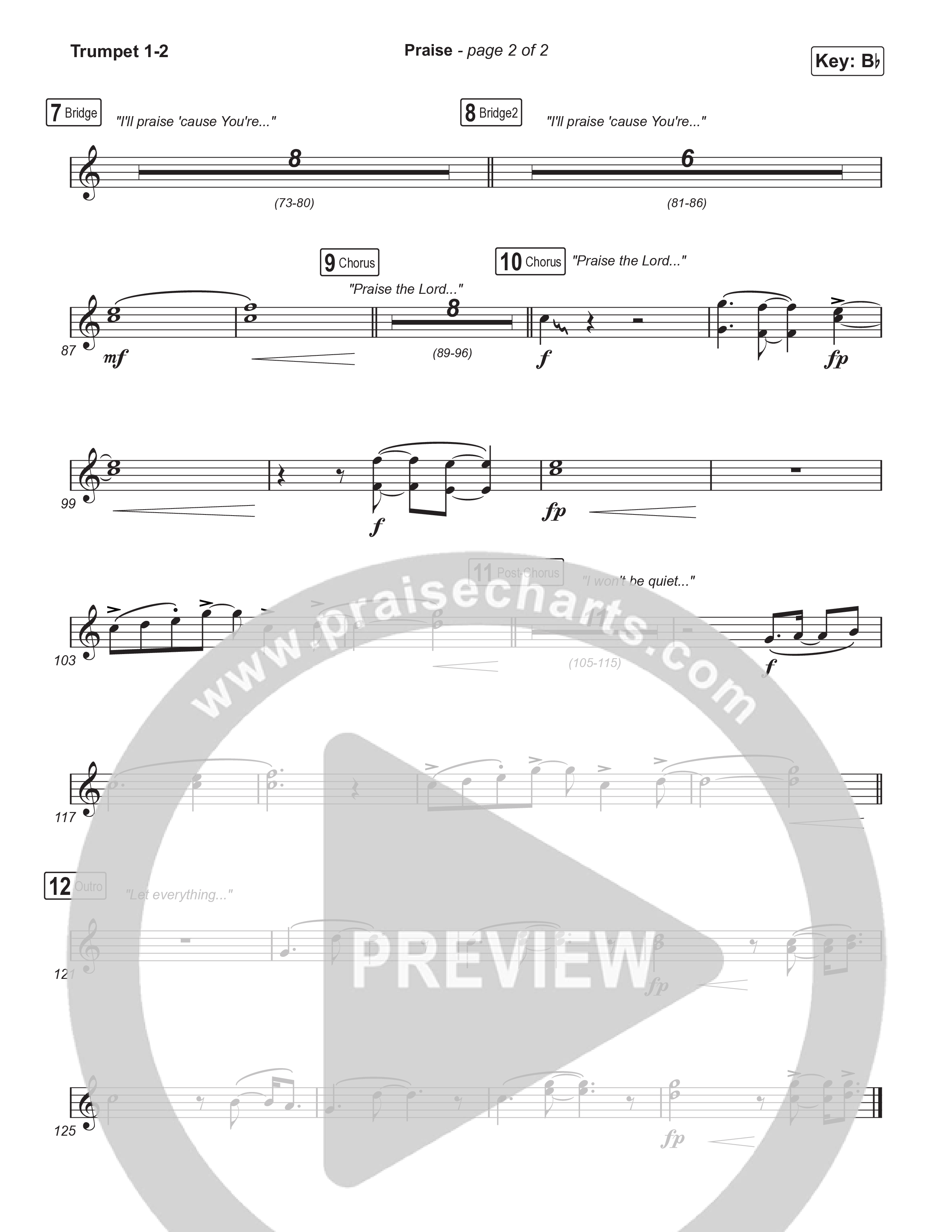 Praise (Choral/SATB) Trumpet 1,2 (Brooke Voland / Arr. Travis Cottrell / Orch. Mason Brown)