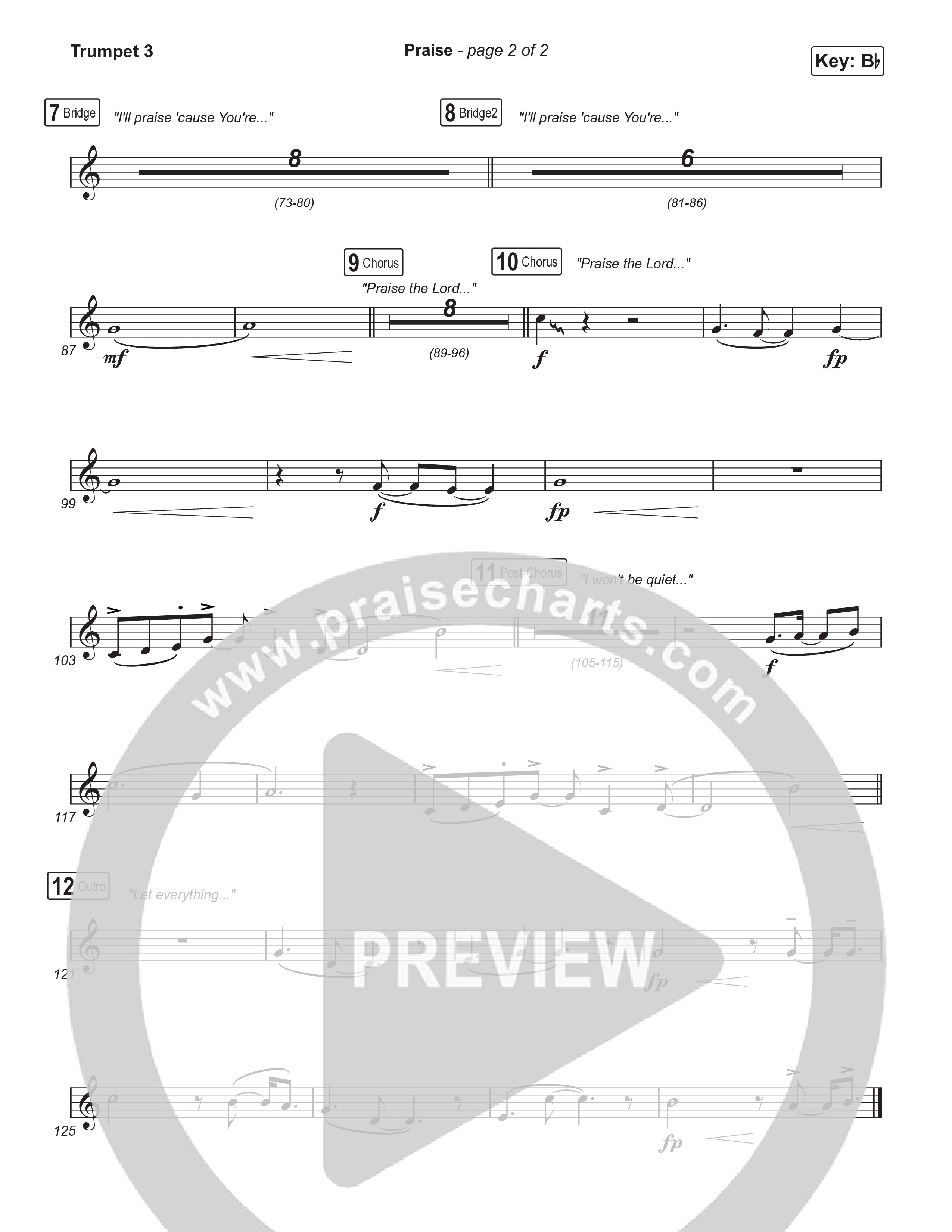 Praise (Choral/SATB) Trumpet 3 (Brooke Voland / Arr. Travis Cottrell / Orch. Mason Brown)