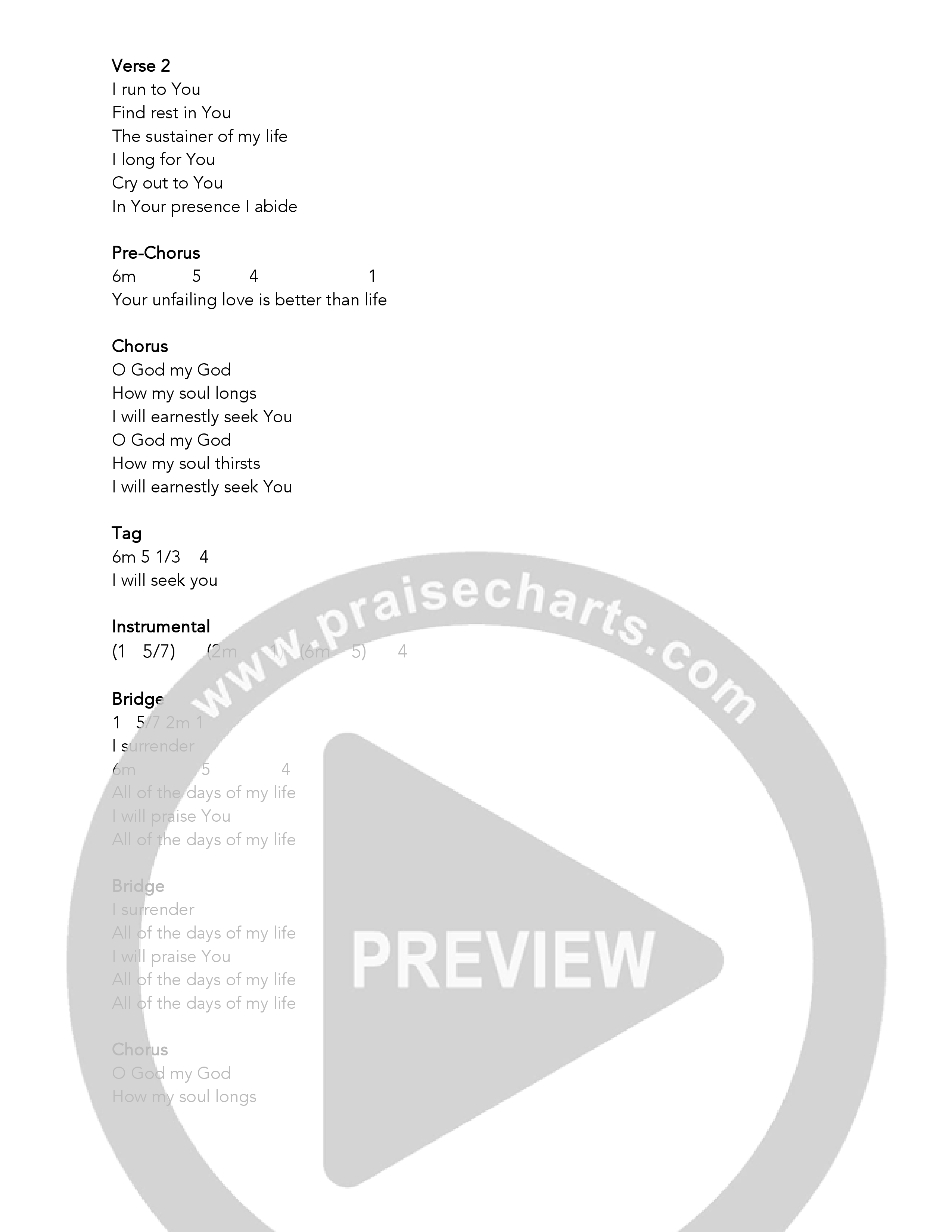 O God My God Chord Chart (Eagle Brook Music)