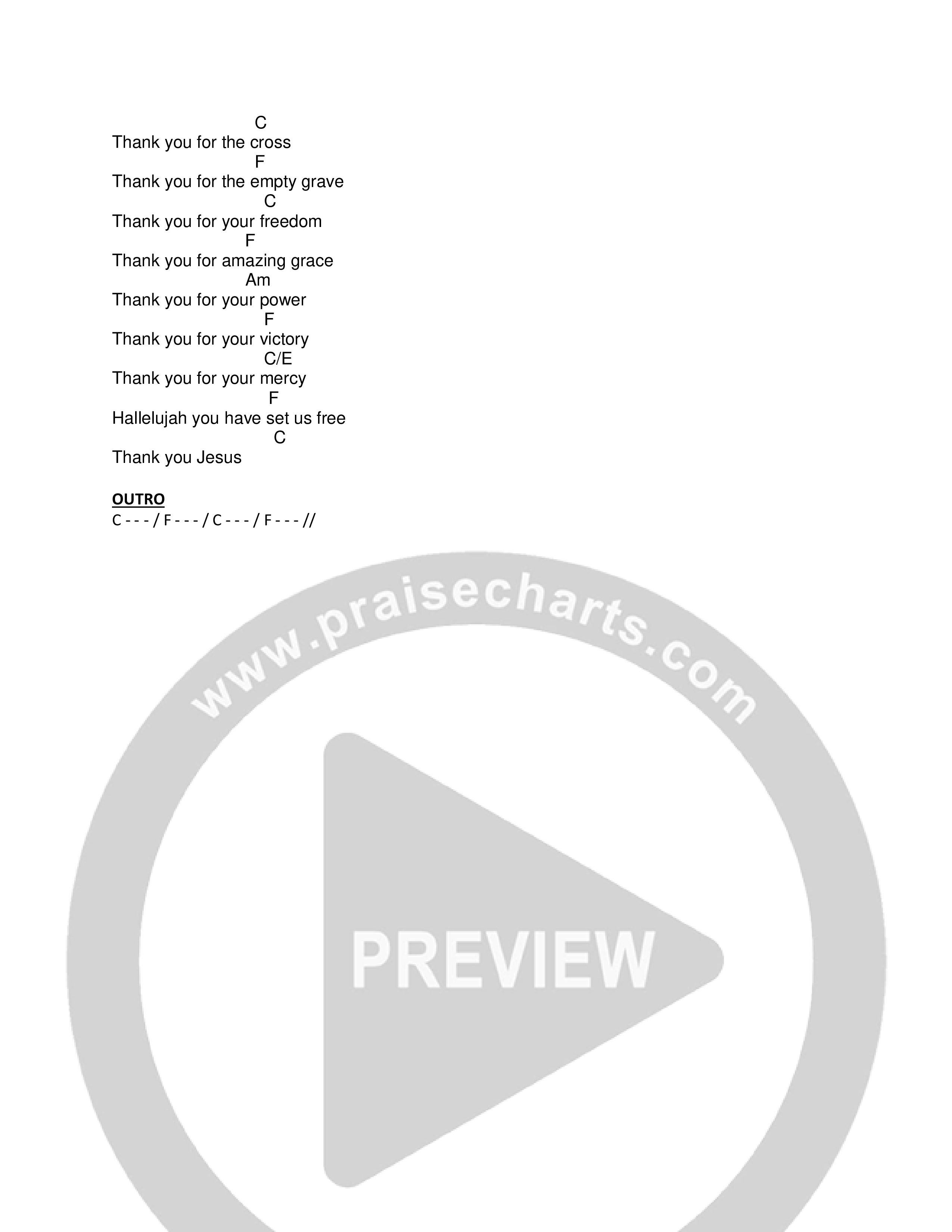 Thank You Jesus (Live) Chord Chart (Canyon Hills Worship)