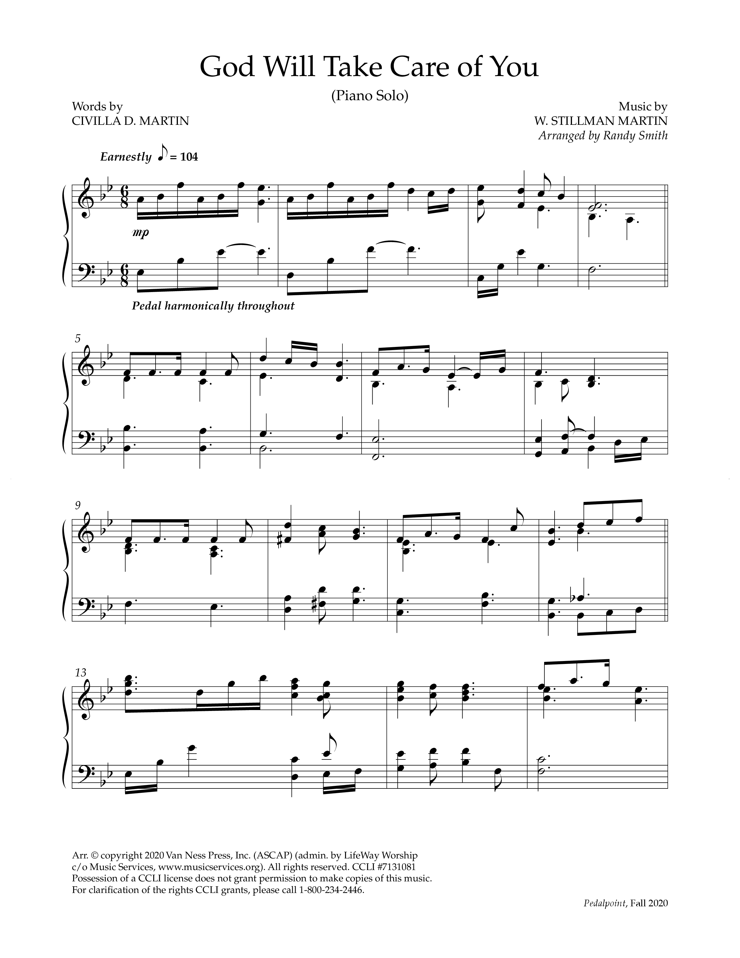 God Will Take Care Of You Piano Solo (Lifeway Worship / Arr. Randy Smith)
