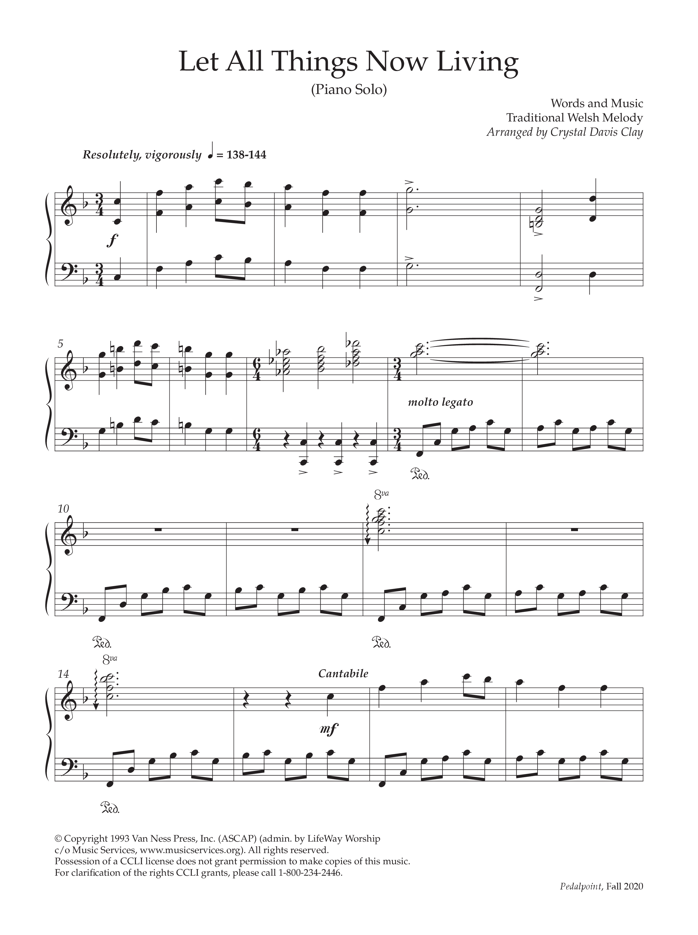 Let All Things Now Living (Instrumental) Piano Solo (Lifeway Worship / Arr. Crystal Davis Clay)
