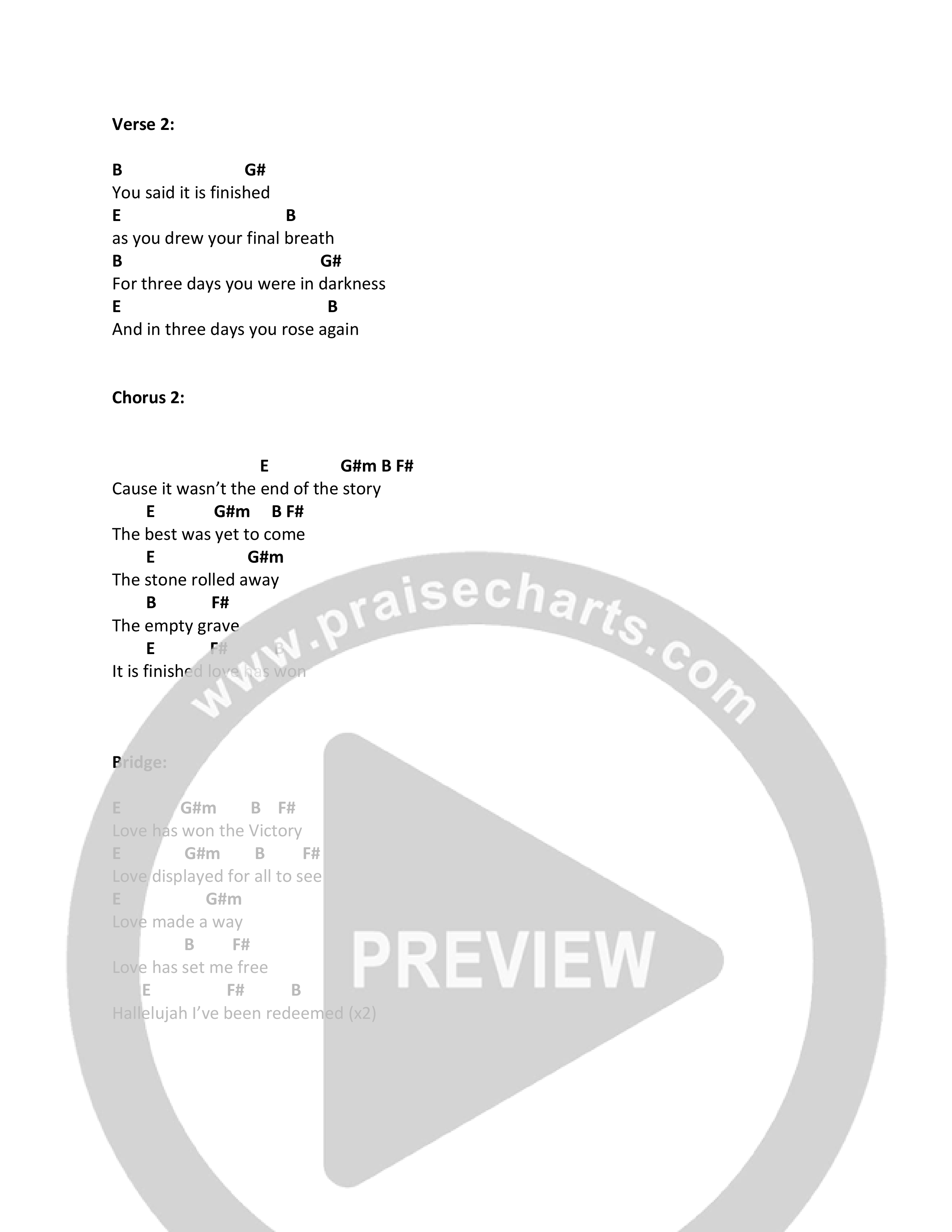 Love Has Won Chord Chart (Brigitte Donoho)