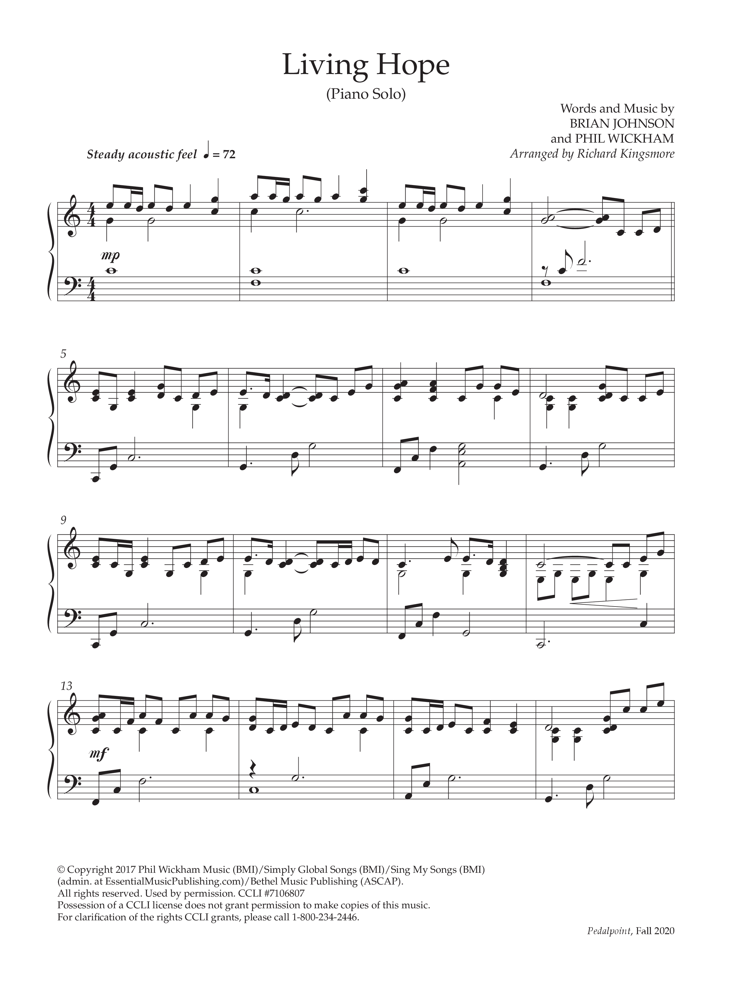 Living Hope (Instrumental) Piano Solo (Lifeway Worship / Arr. Richard Kingsmore)