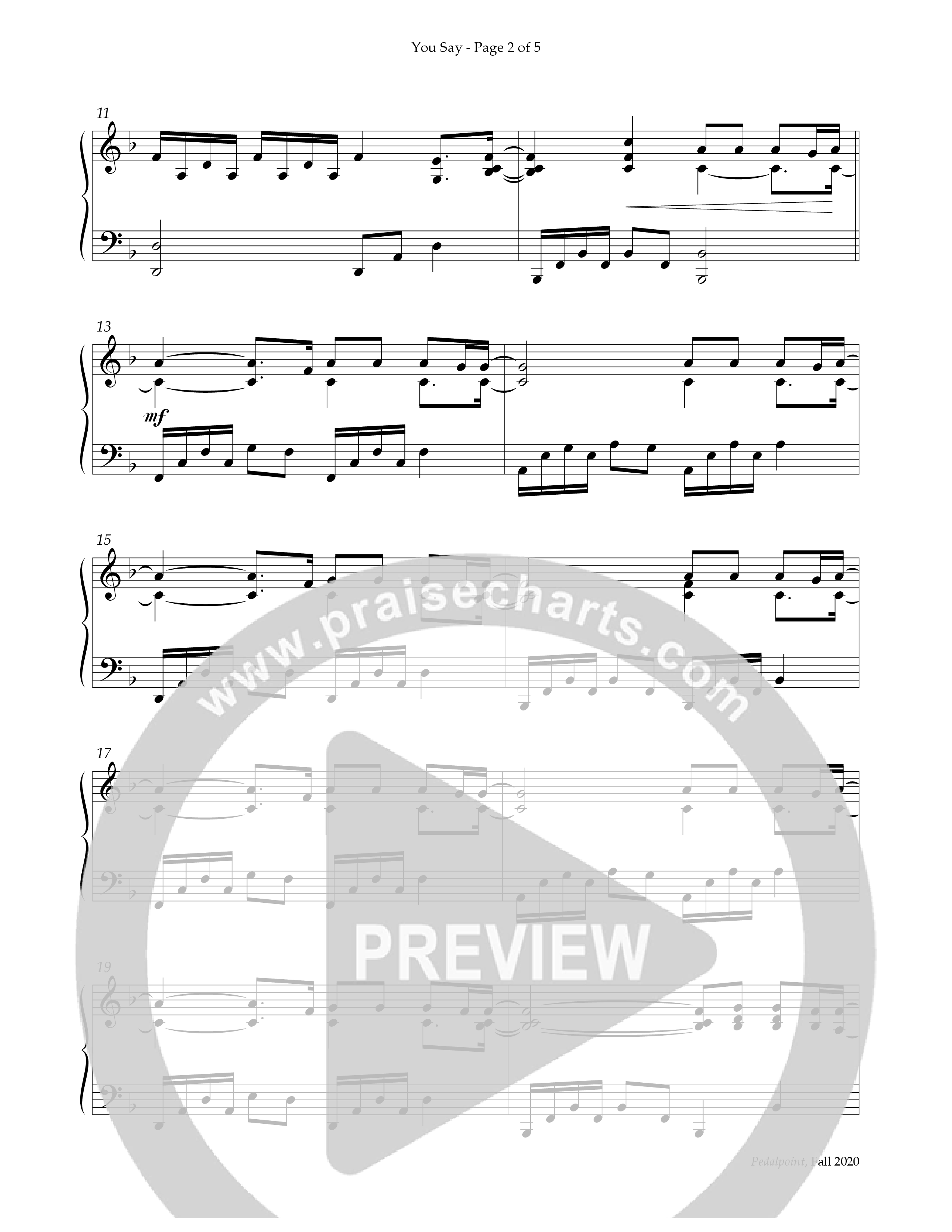 You Say (Instrumental) Piano Solo (Lifeway Worship / Arr. Richard Kingsmore)