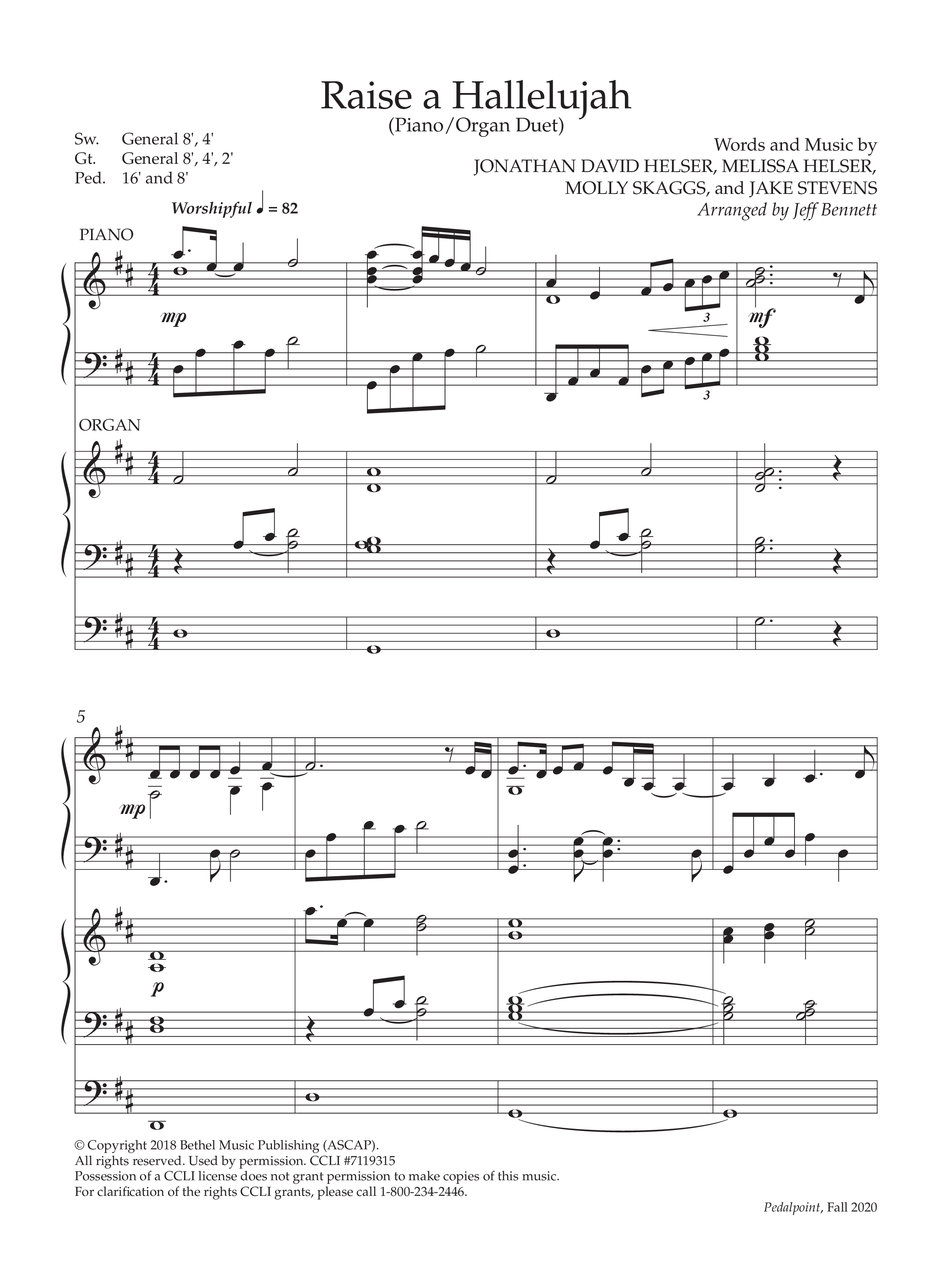 Raise A Hallelujah (Instrumental) Piano-Organ (Lifeway Worship / Arr. Jeffery Bennett)