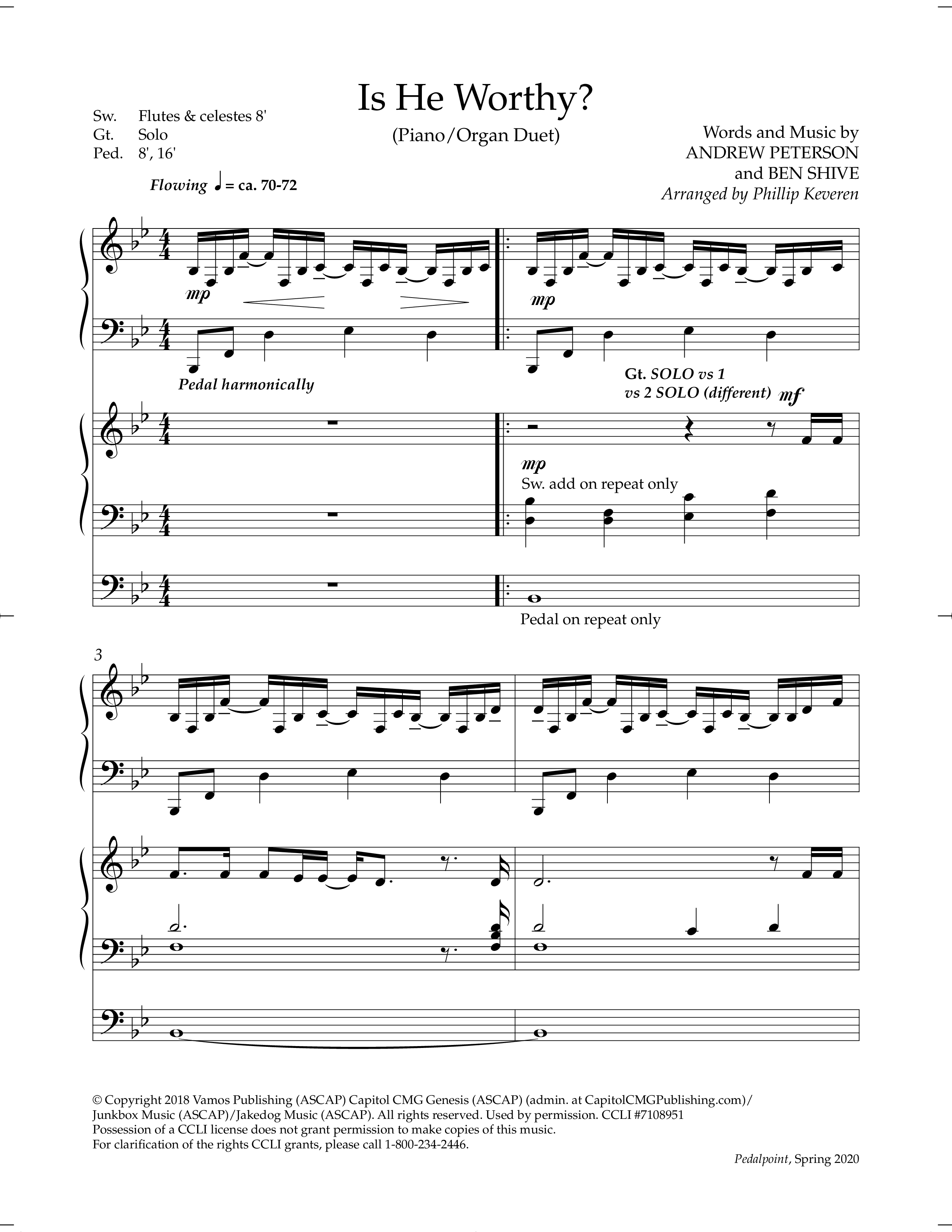 Is He Worthy (Instrumental) Piano-Organ (Lifeway Worship / Arr. Phillip Keveren)