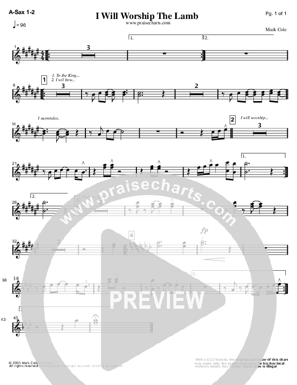 I Will Worship The Lamb Alto Sax 1/2 (Mark Cole)