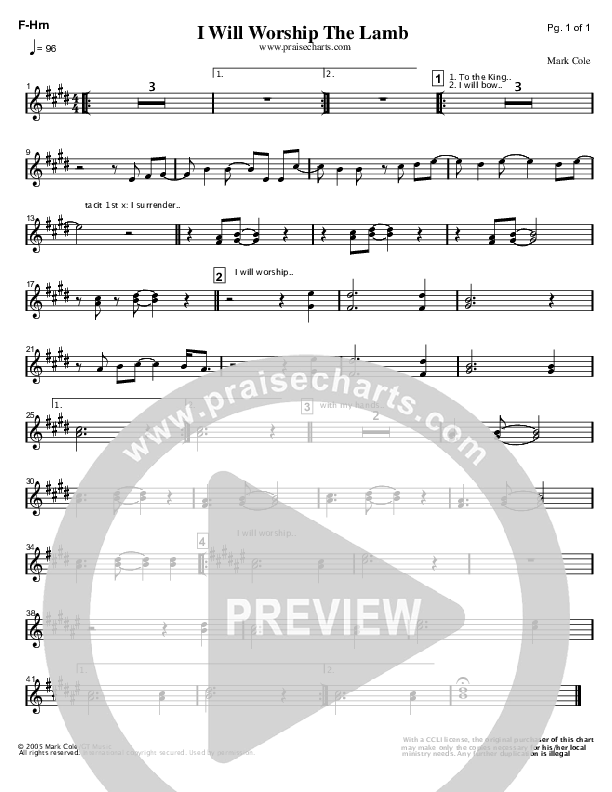 I Will Worship The Lamb French Horn (Mark Cole)