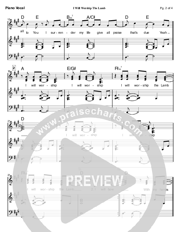 I Will Worship The Lamb Piano/Vocal (Mark Cole)