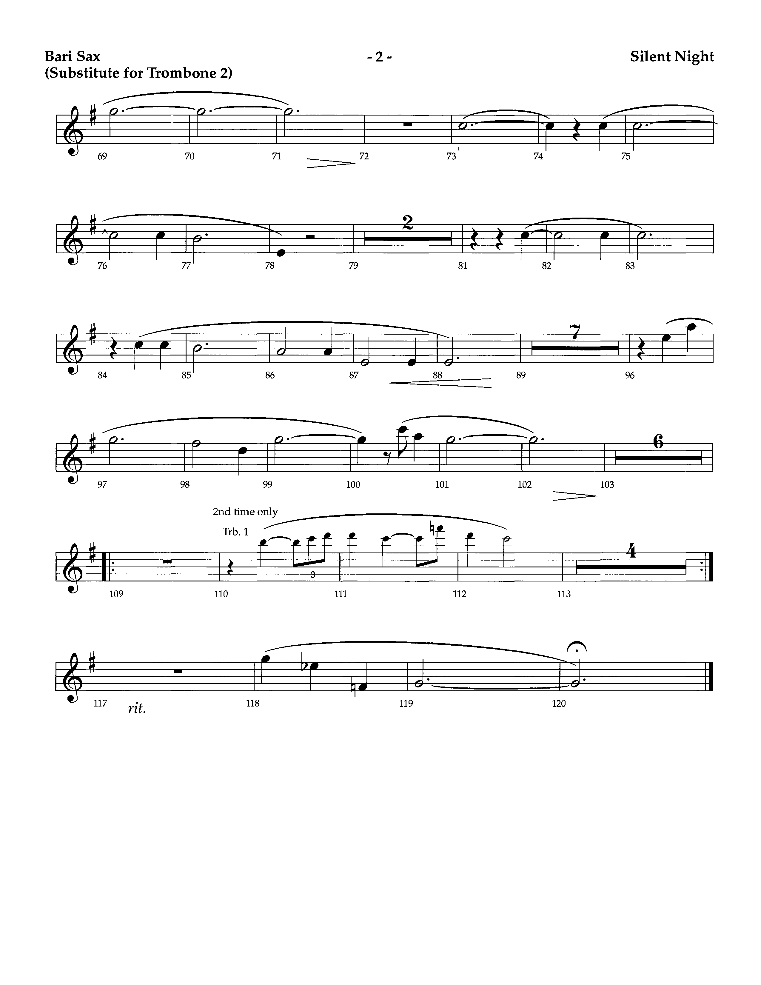 Silent Night (Instrumental) Bari Sax (Lifeway Worship / Arr. Richard Kingsmore)