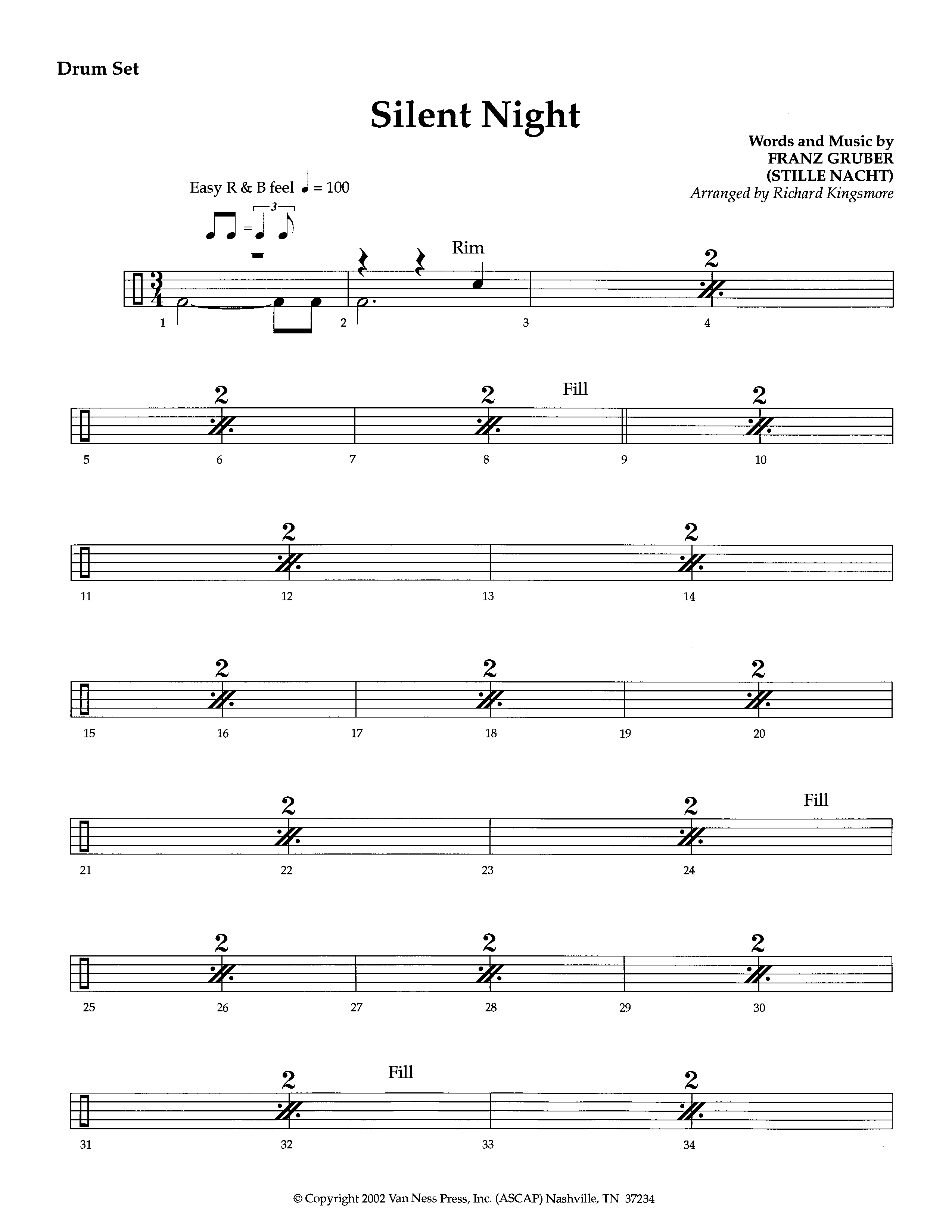 Silent Night (Instrumental) Drum Set (Lifeway Worship / Arr. Richard Kingsmore)