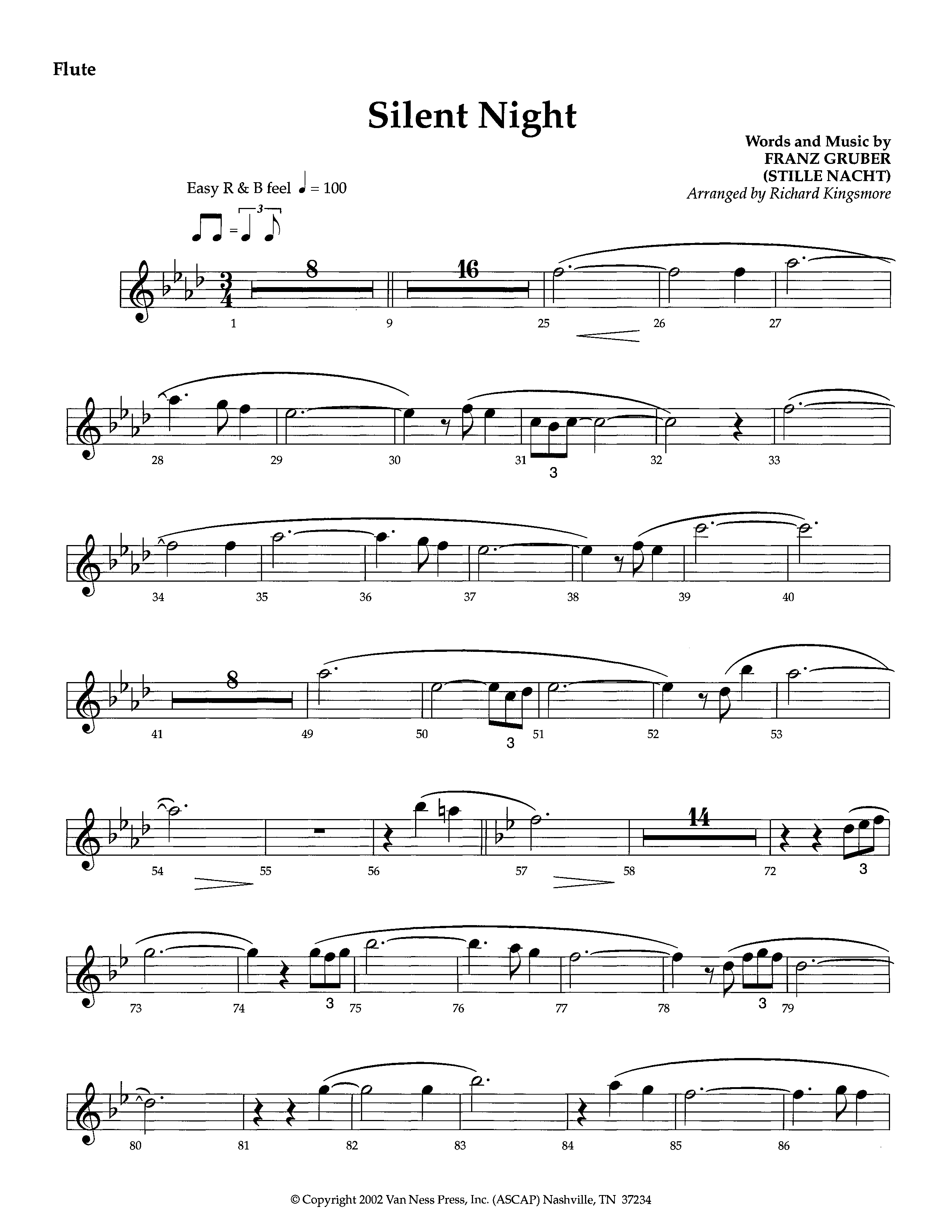 Silent Night (Instrumental) Flute (Lifeway Worship / Arr. Richard Kingsmore)