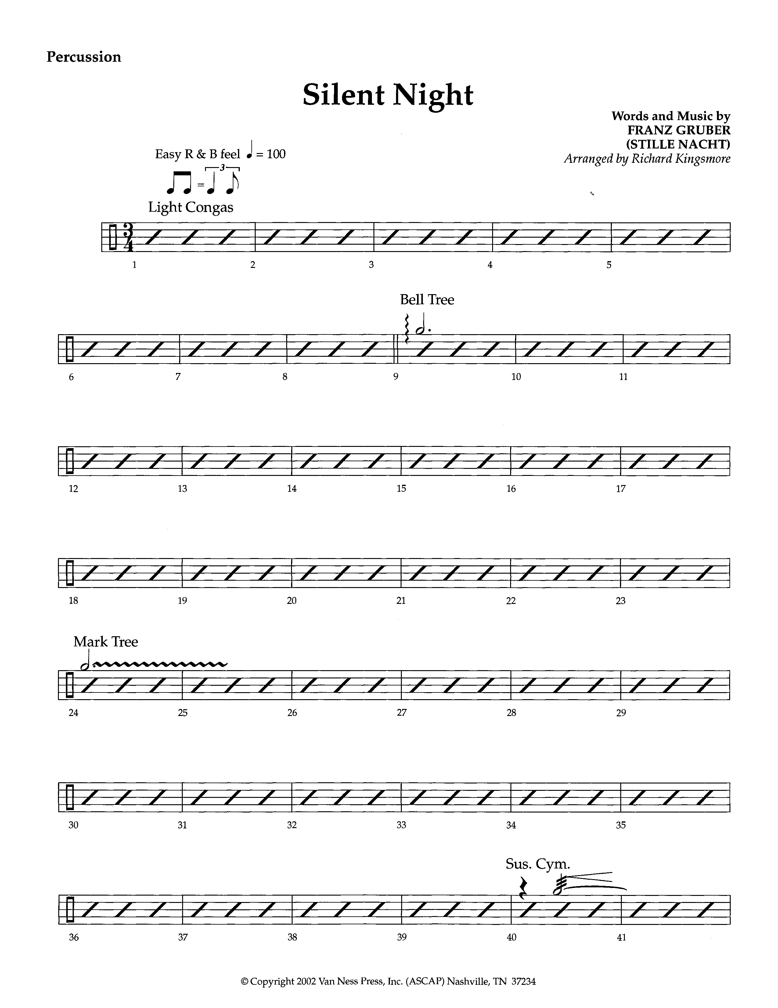 Silent Night (Instrumental) Percussion (Lifeway Worship / Arr. Richard Kingsmore)