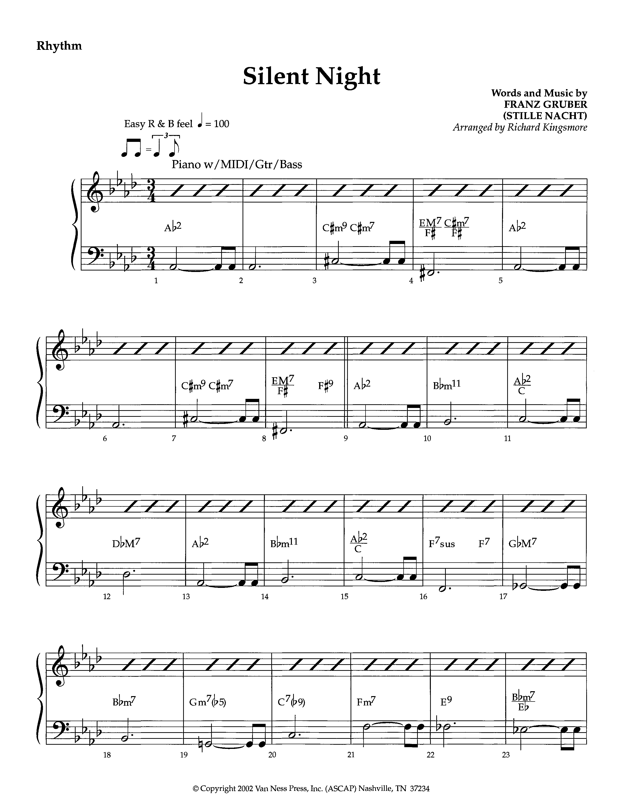 Silent Night (Instrumental) Rhythm Chart (Lifeway Worship / Arr. Richard Kingsmore)