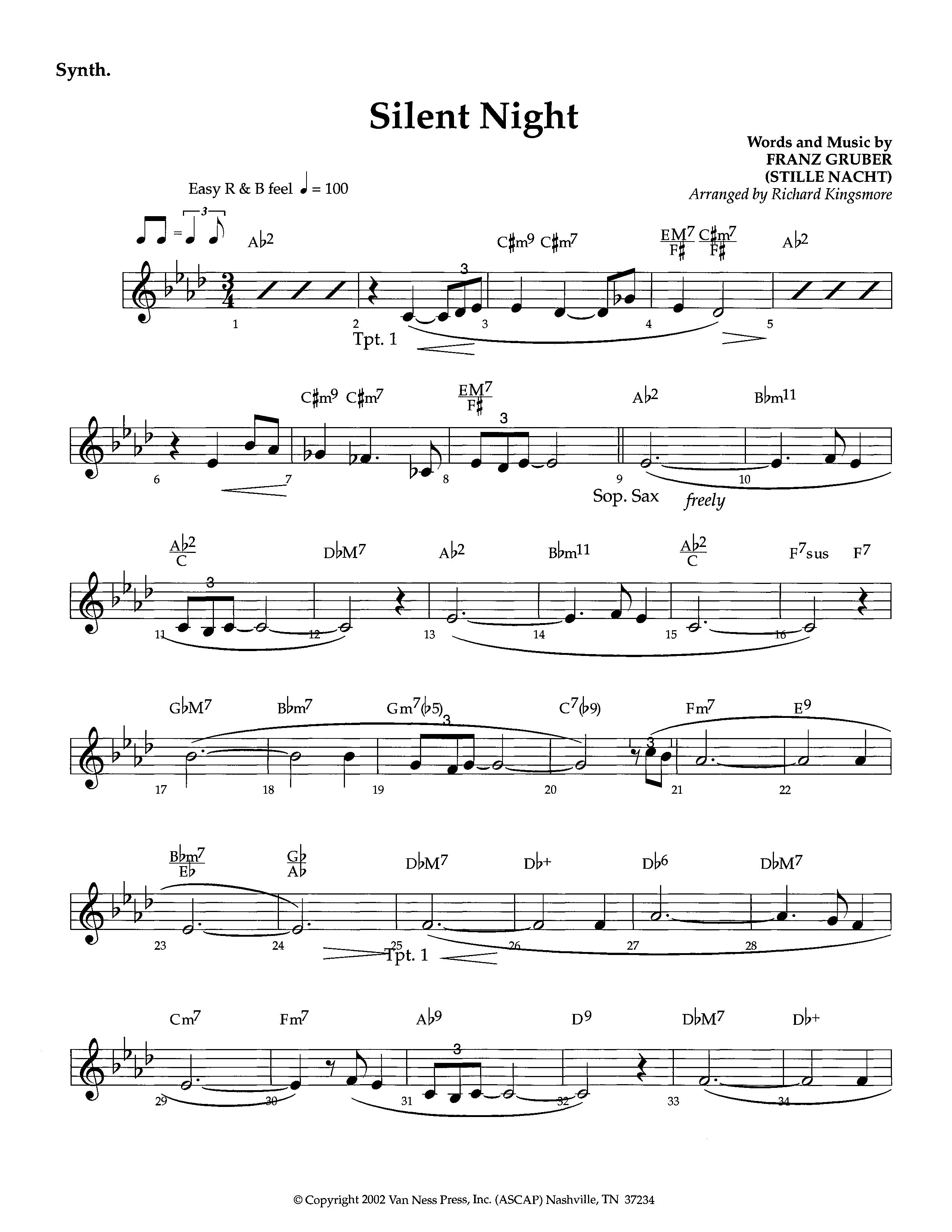 Silent Night (Instrumental) Synth (Lifeway Worship / Arr. Richard Kingsmore)