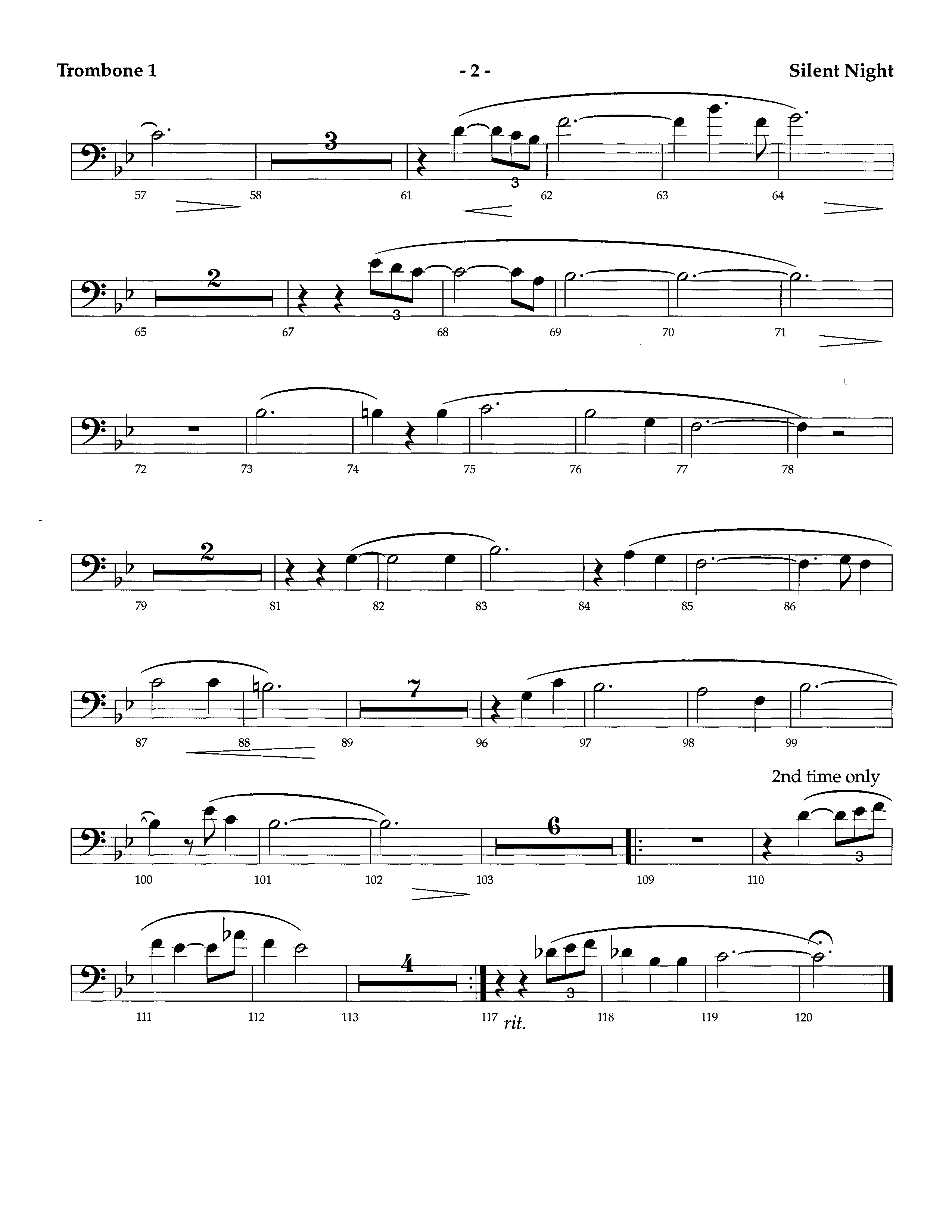 Silent Night (Instrumental) Trombone 1 (Lifeway Worship / Arr. Richard Kingsmore)