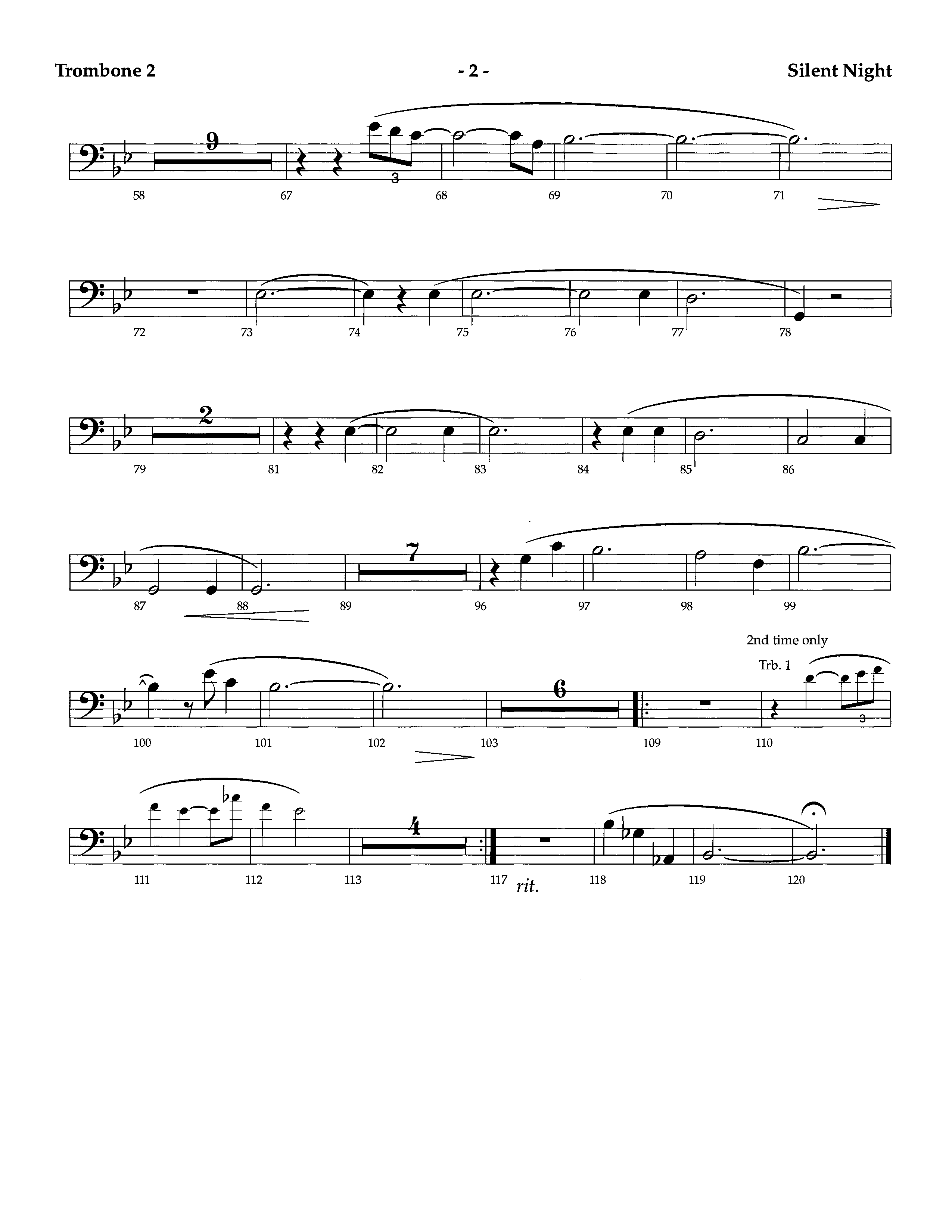 Silent Night (Instrumental) Trombone 2 (Lifeway Worship / Arr. Richard Kingsmore)