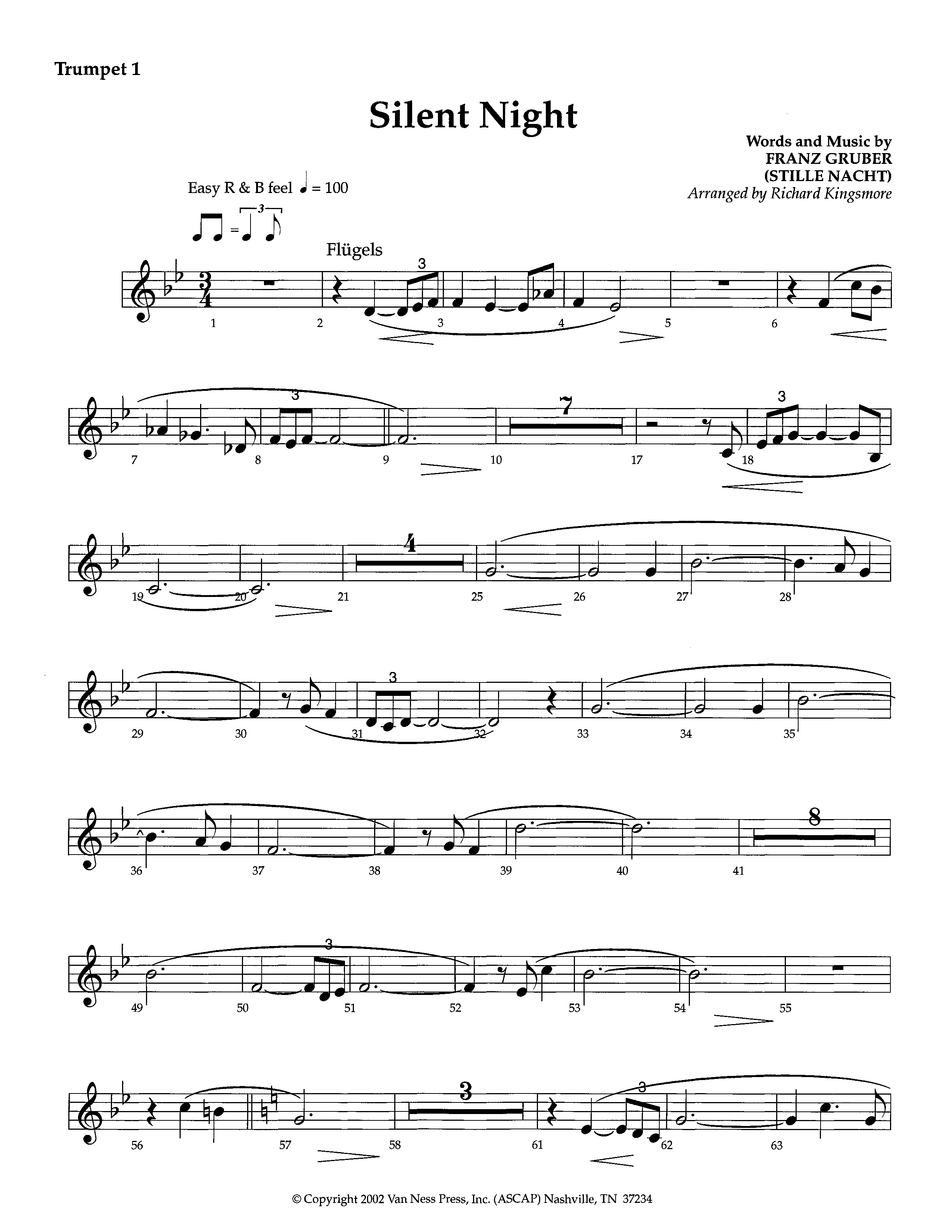 Silent Night (Instrumental) Trumpet 1 (Lifeway Worship / Arr. Richard Kingsmore)