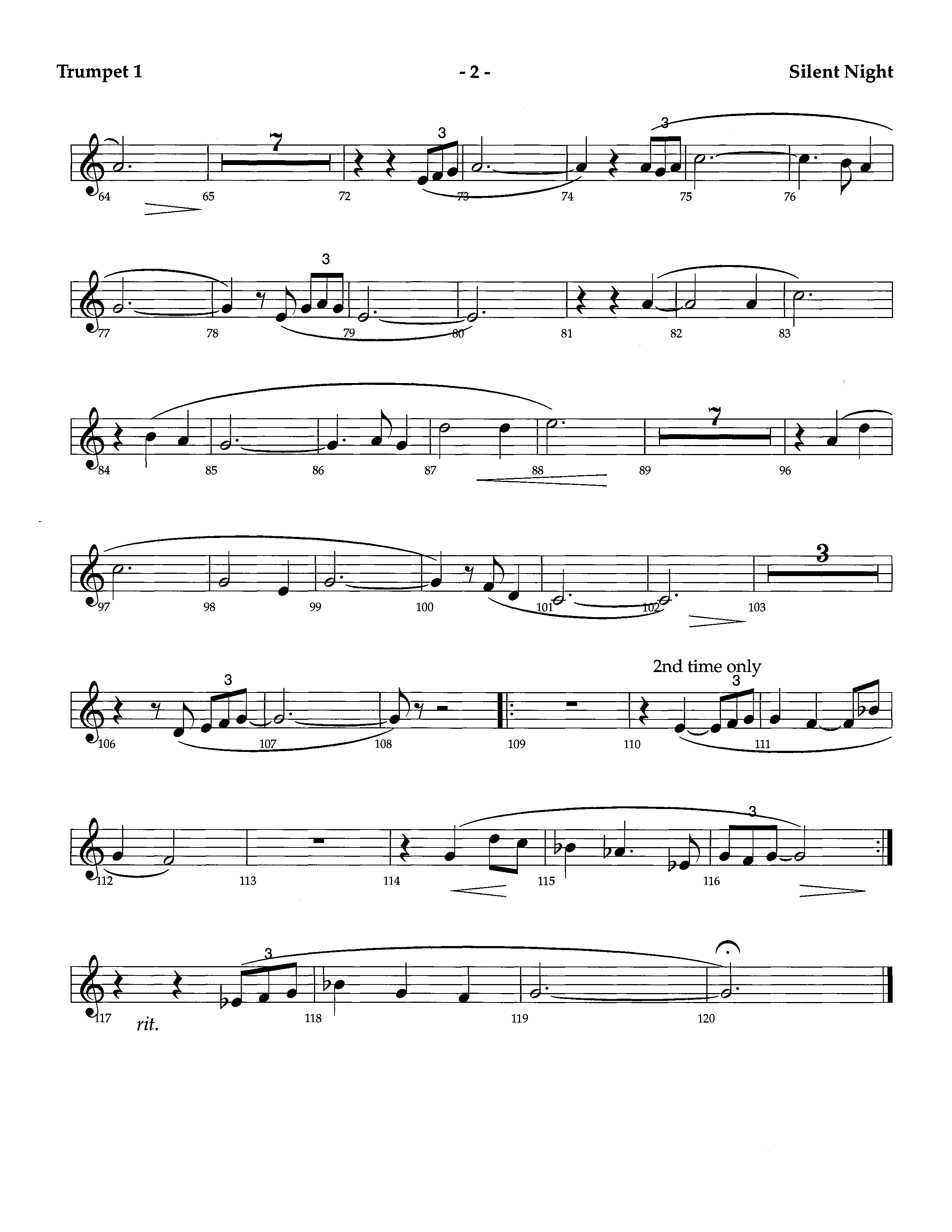 Silent Night (Instrumental) Trumpet 1 (Lifeway Worship / Arr. Richard Kingsmore)