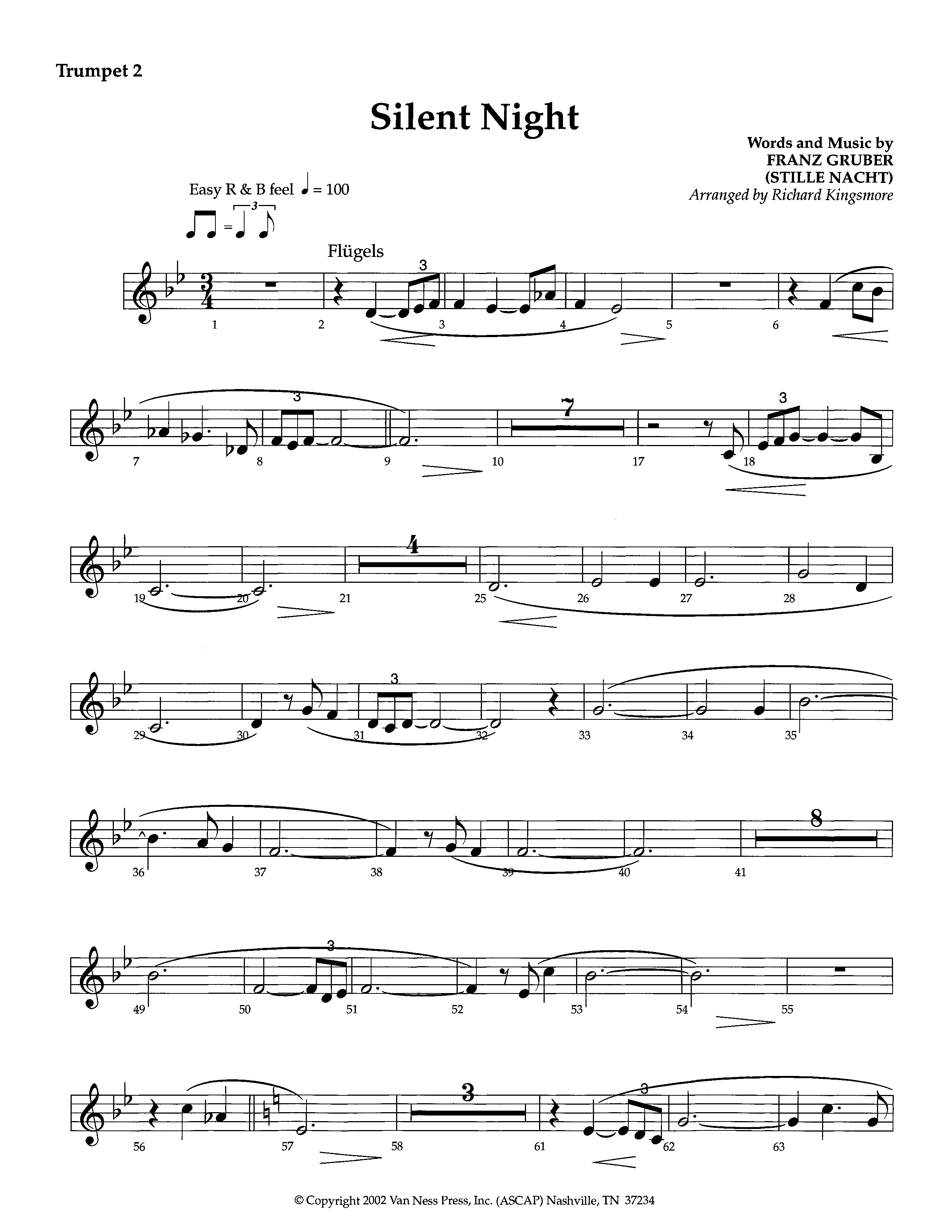 Silent Night (Instrumental) Trumpet 2 (Lifeway Worship / Arr. Richard Kingsmore)