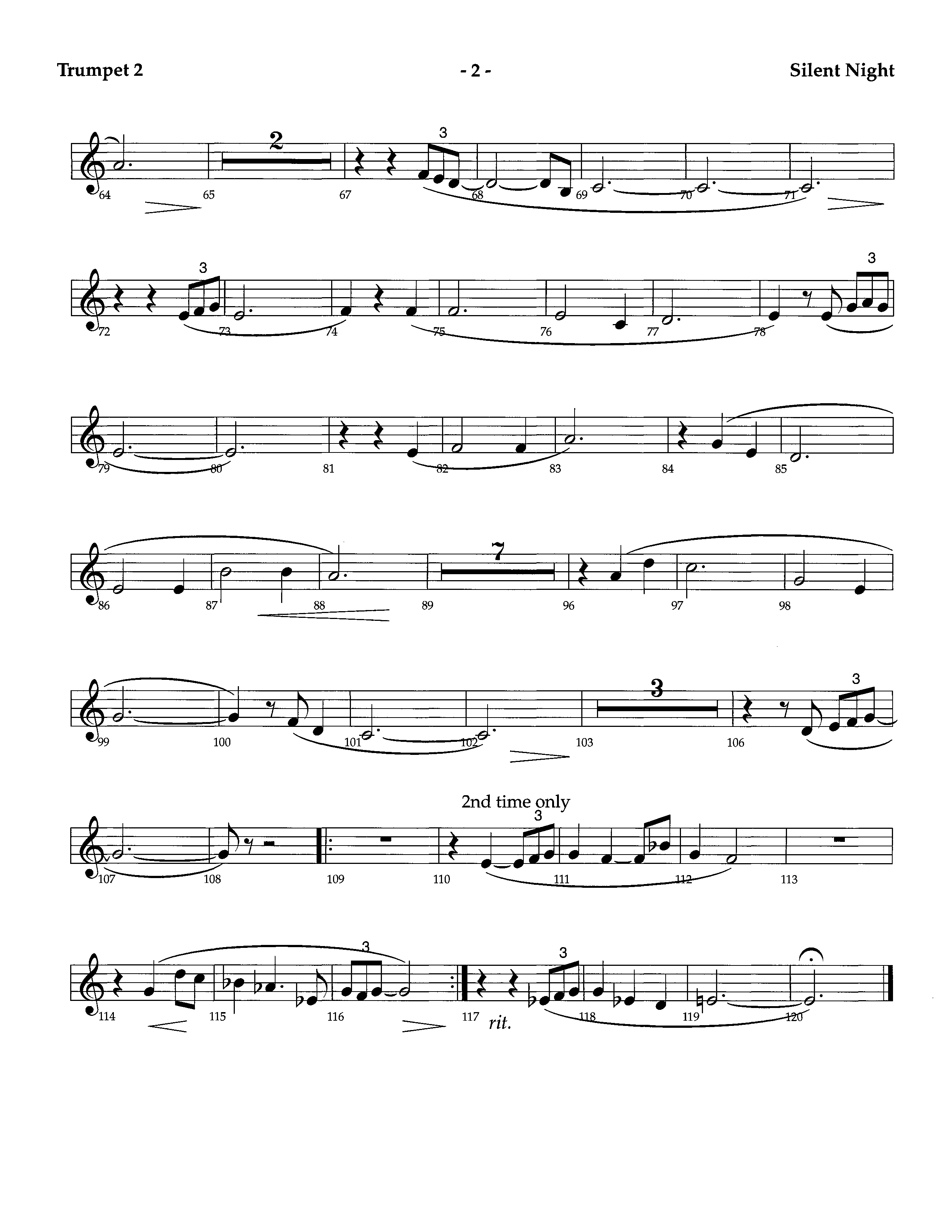 Silent Night (Instrumental) Trumpet 2 (Lifeway Worship / Arr. Richard Kingsmore)