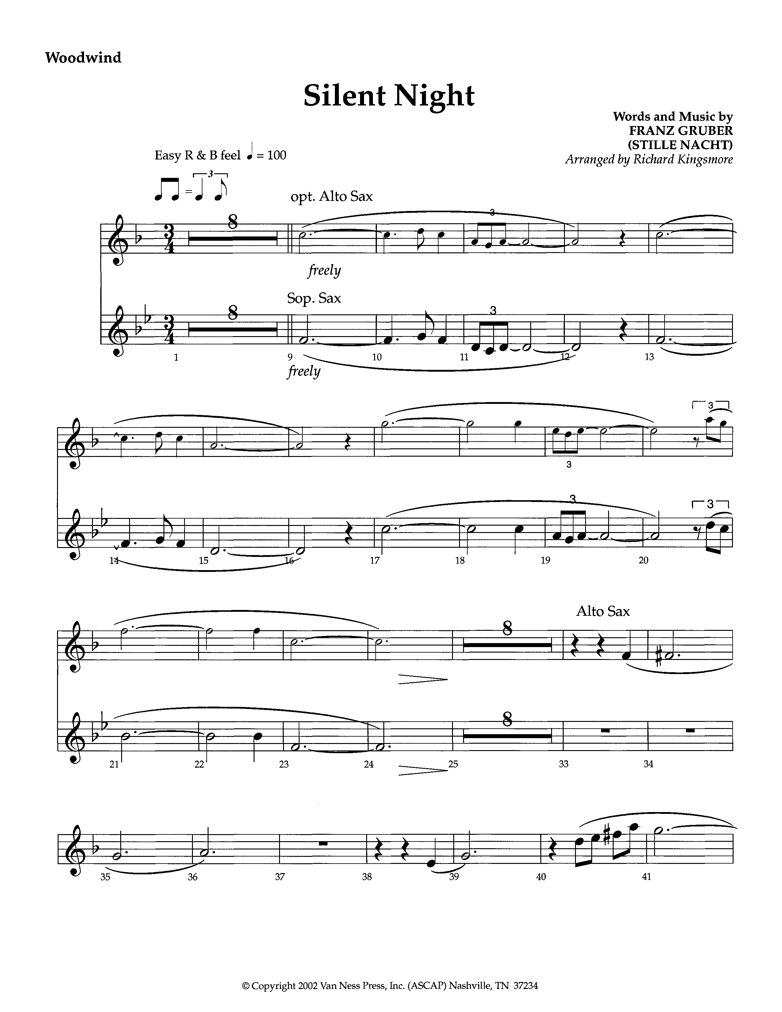 Silent Night (Instrumental) Winds (Lifeway Worship / Arr. Richard Kingsmore)