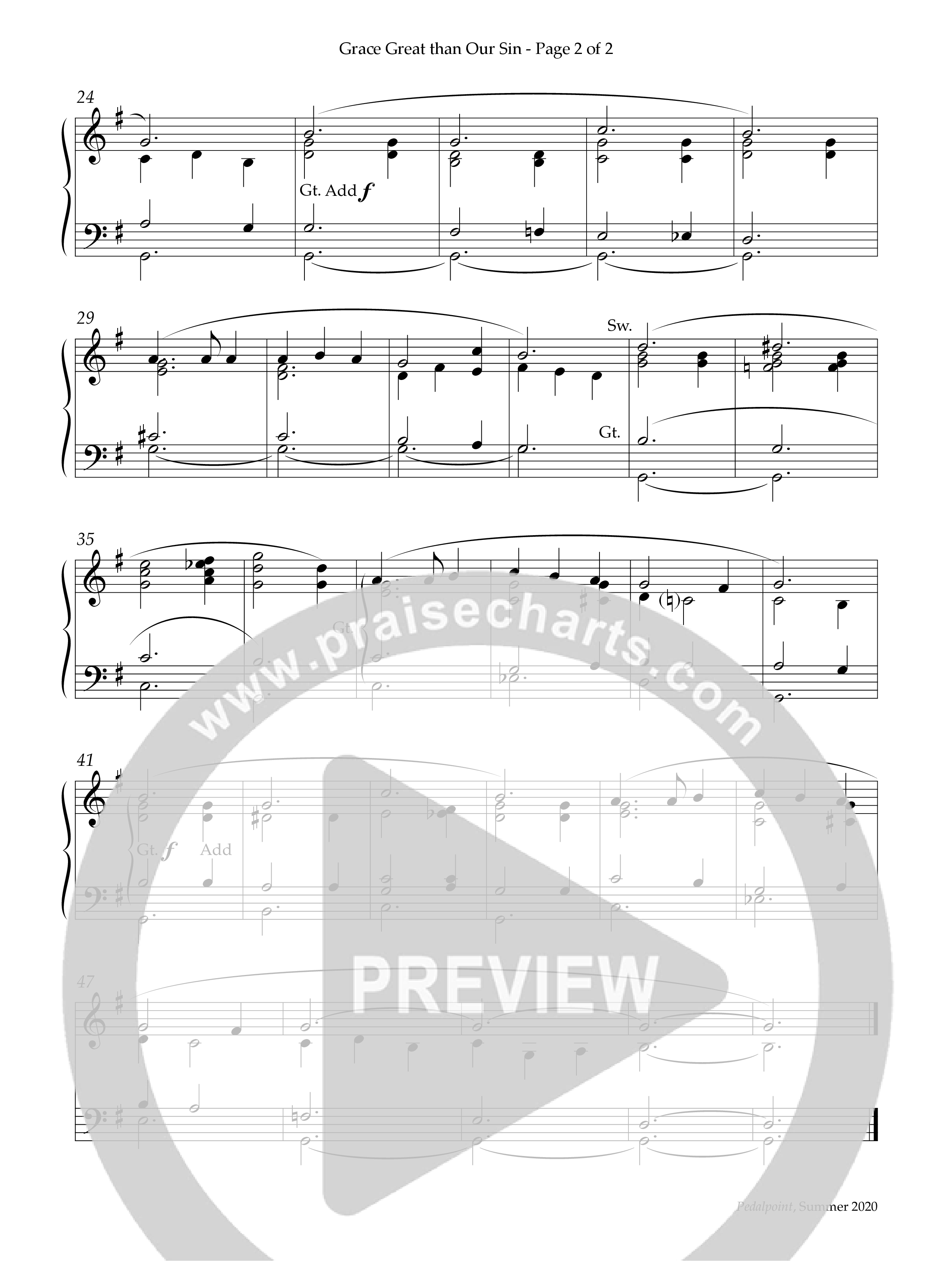 Grace Greater Than Our Sin Organ (Lifeway Worship / Arr. Herbert Colvin)