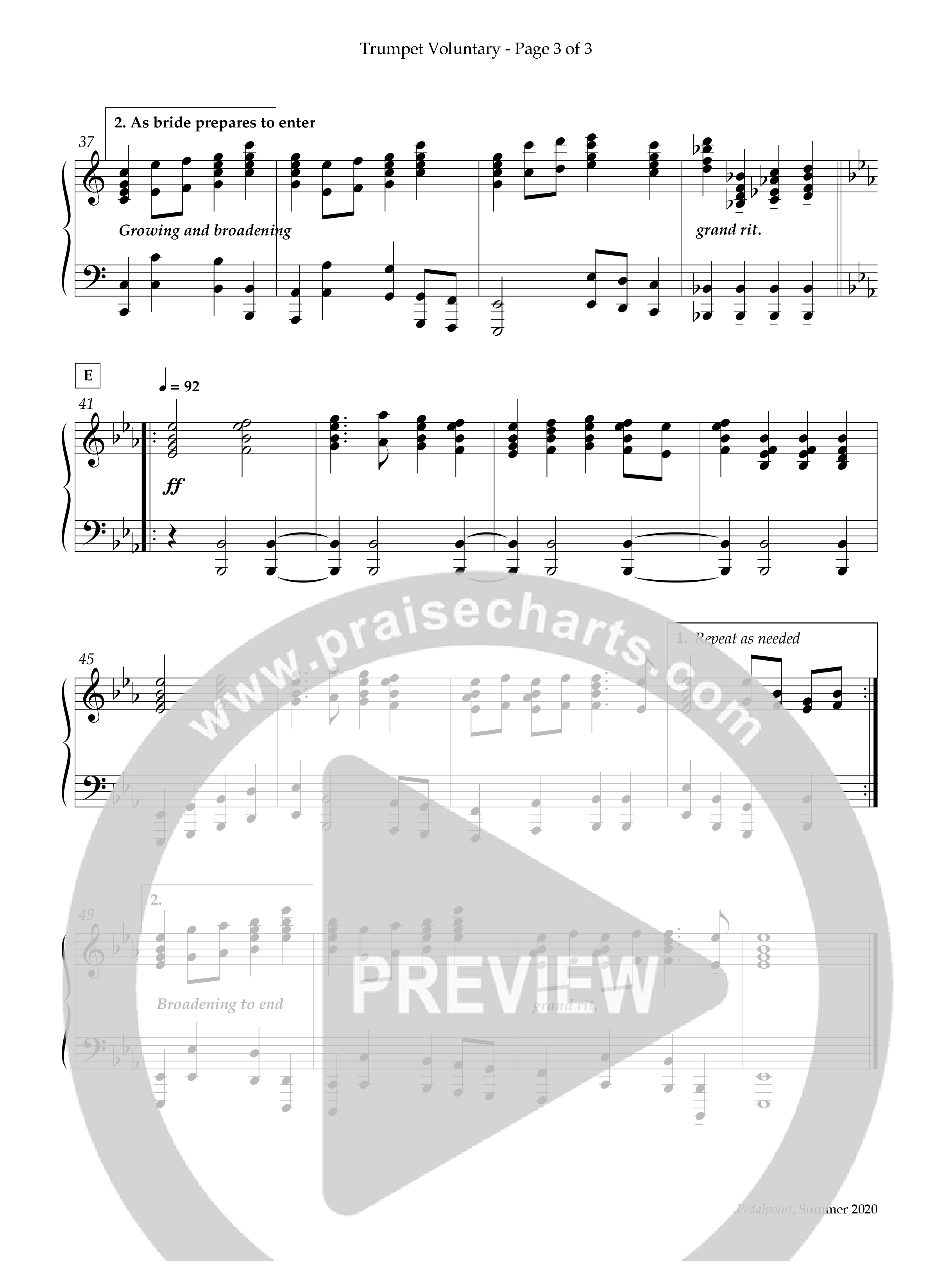 Trumpet Voluntary (Wedding Processional) (Instrumental) Piano Solo (Lifeway Worship / Arr. Randy Smith)