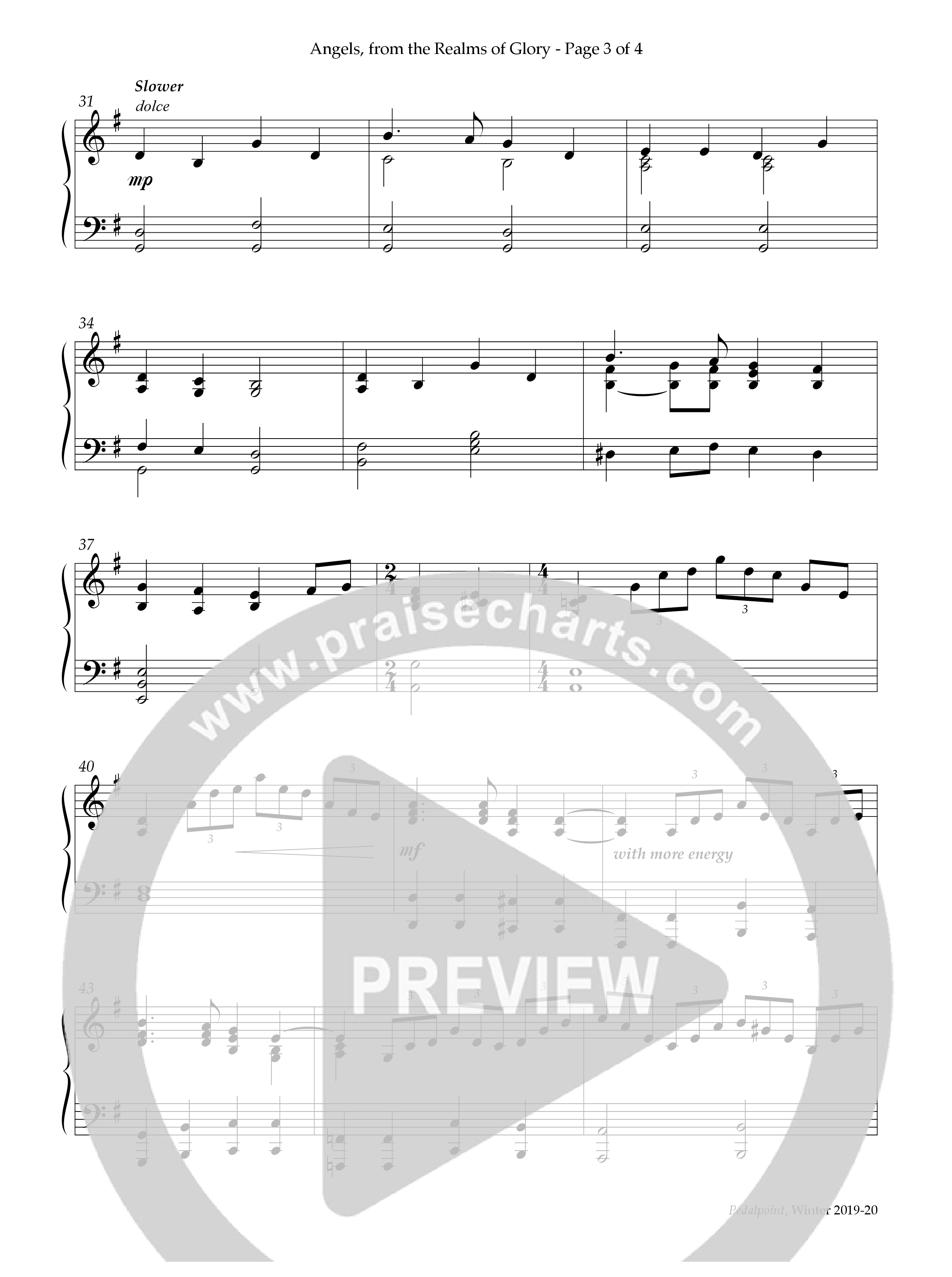 Angels From The Realms Of Glory (Instrumental) Piano Solo (Lifeway Worship / Arr. Ken Barker)