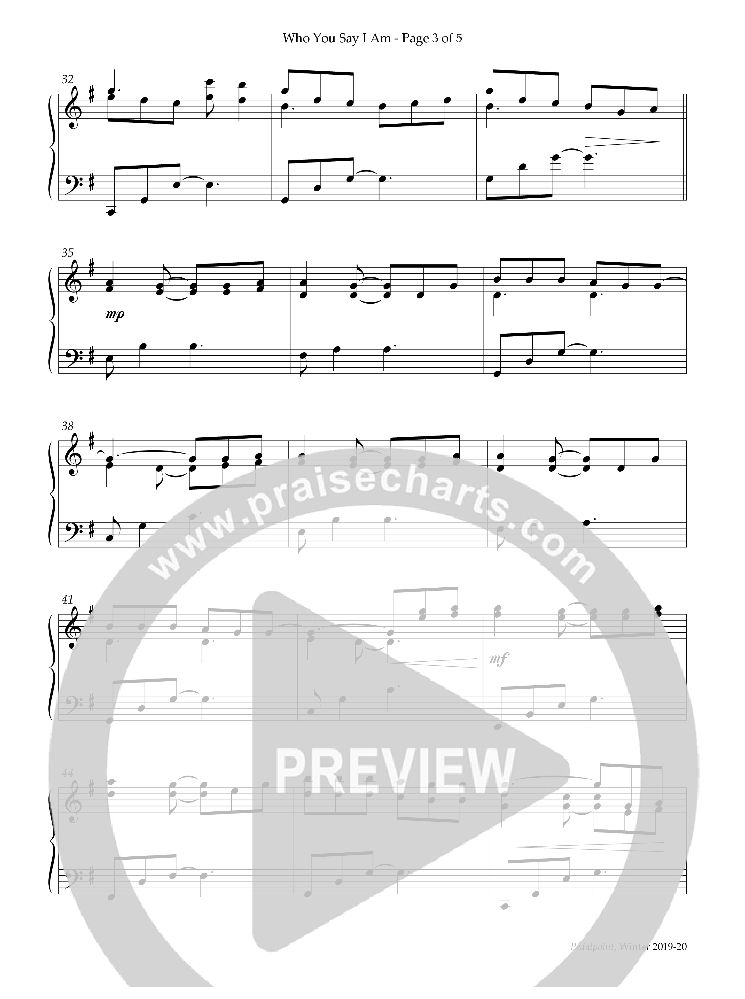 Who You Say I Am (Instrumental) Piano Solo (Lifeway Worship / Arr. Richard Kingsmore)