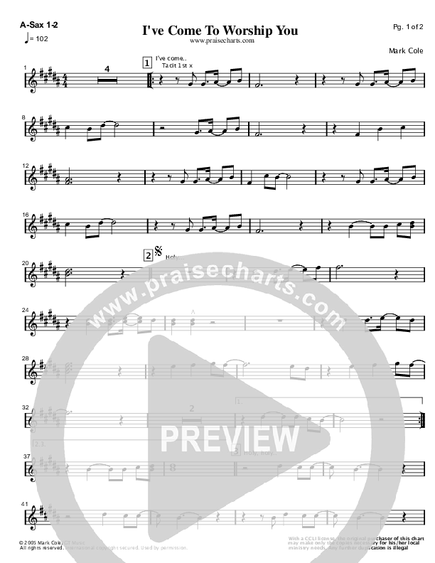I've Come To Worship You Alto Sax 1/2 (Mark Cole)