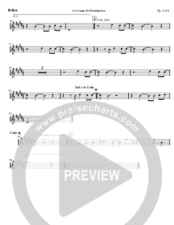 I've Come To Worship You Bari Sax (Mark Cole)