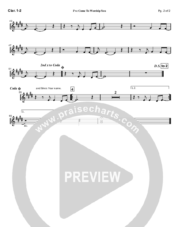 I've Come To Worship You Clarinet 1/2 (Mark Cole)