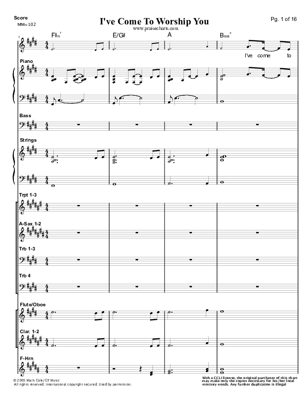 I've Come To Worship You Praise Band (Mark Cole)