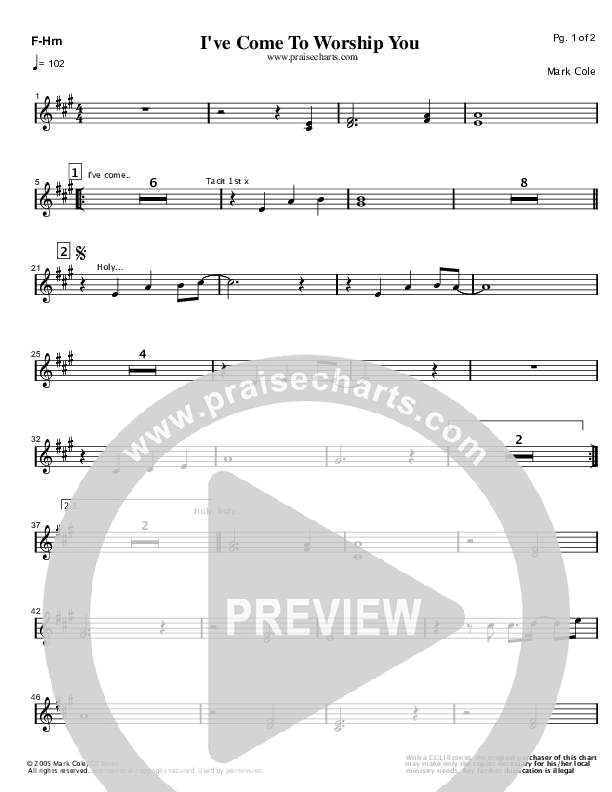 I've Come To Worship You French Horn (Mark Cole)