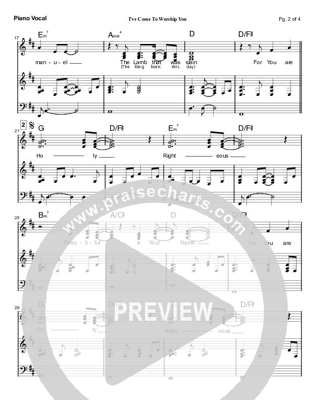 I've Come To Worship You Piano/Vocal (Mark Cole)