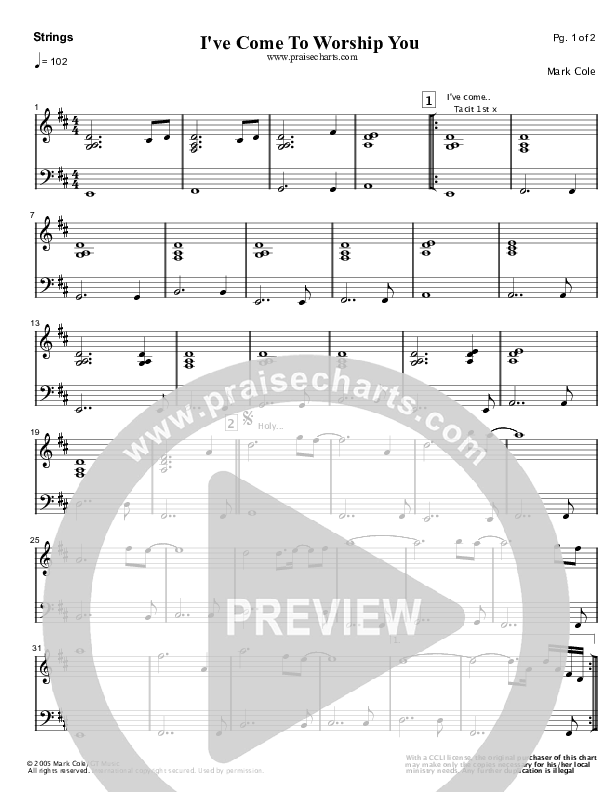 I've Come To Worship You Strings (Mark Cole)