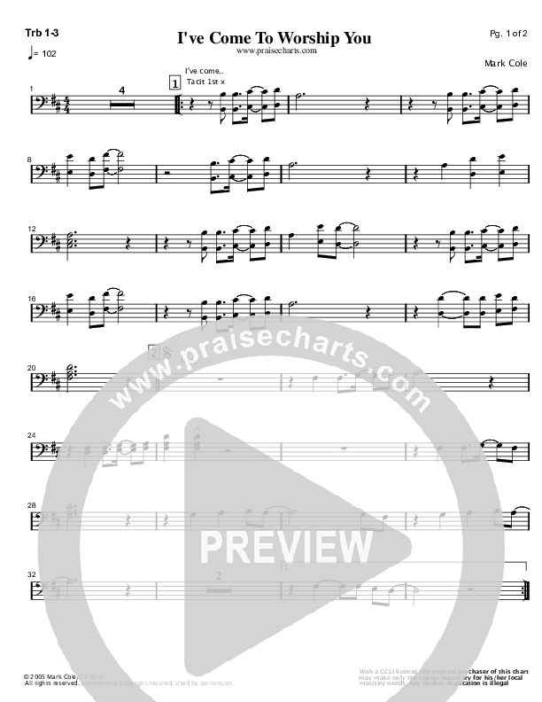 I've Come To Worship You Trombone 1/2/3 (Mark Cole)