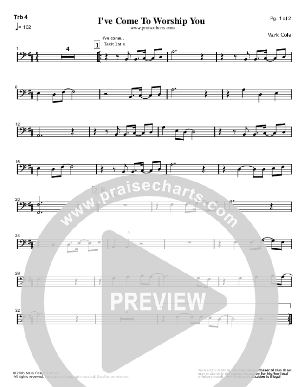 I've Come To Worship You Trombone 4 (Mark Cole)