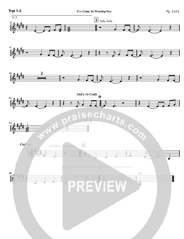 I've Come To Worship You Trumpet 1/2/3 (Mark Cole)